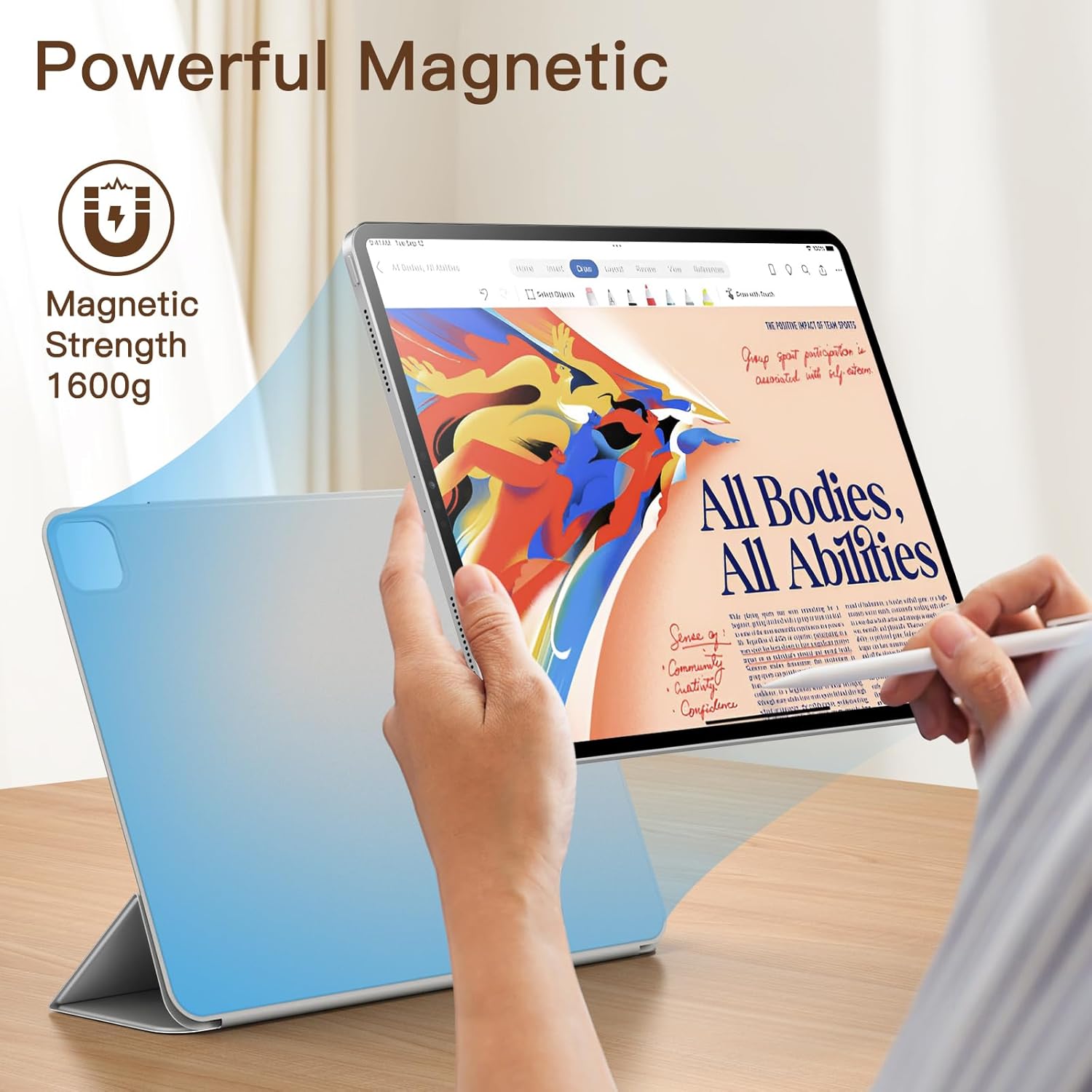 JETech Magnetic Case for iPad Pro 13-Inch M5/M4 (2025/2024), Support Pencil Pro and Pencil (USB-C), Powerful Magnet, Slim Trifold Stand Tablet Cover with Auto Wake/Sleep (Silver)