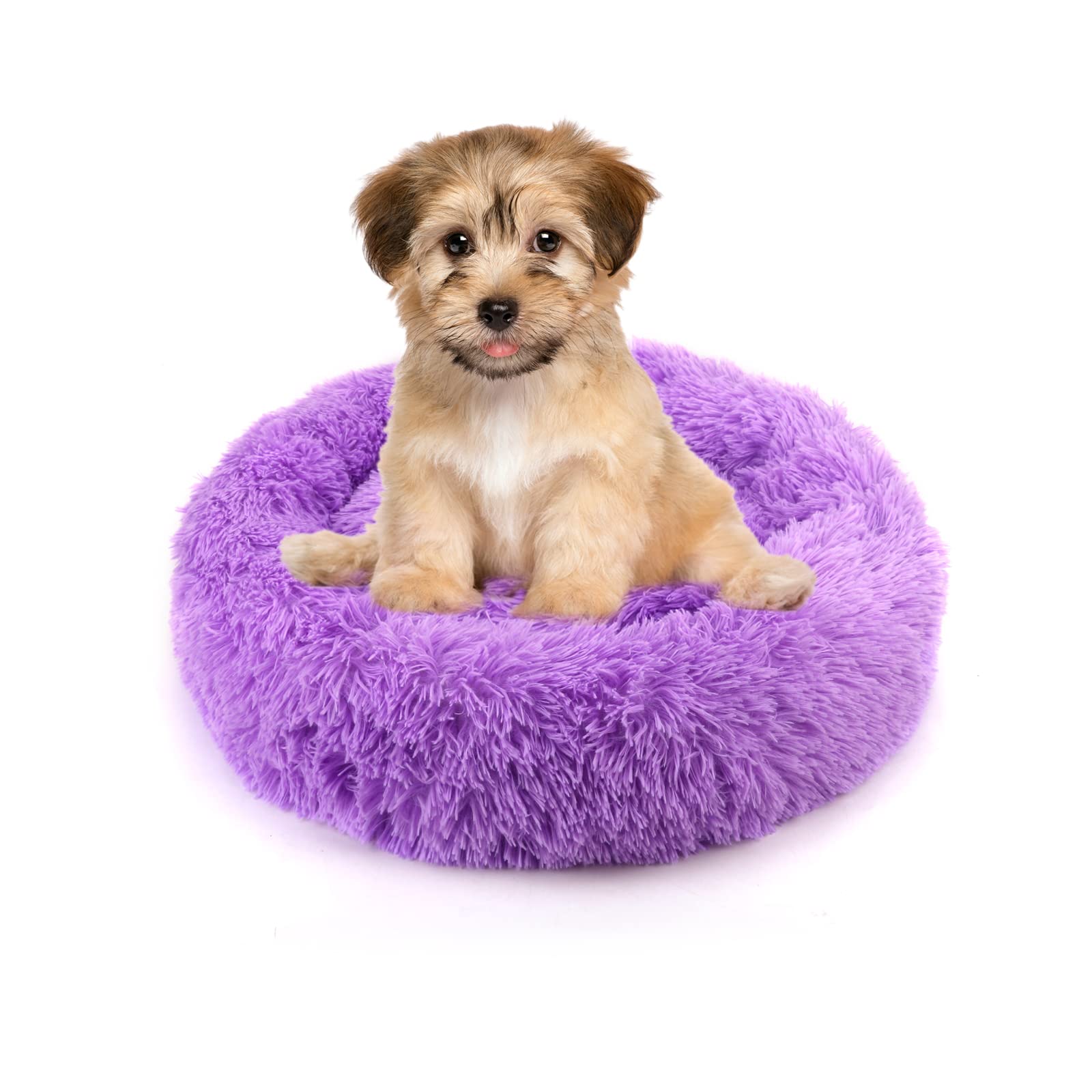 NOYAL Calming Dog Bed Donut Anti Anxiety Fluffy Dog Bed for Small Medium Dog and Cat — image 1