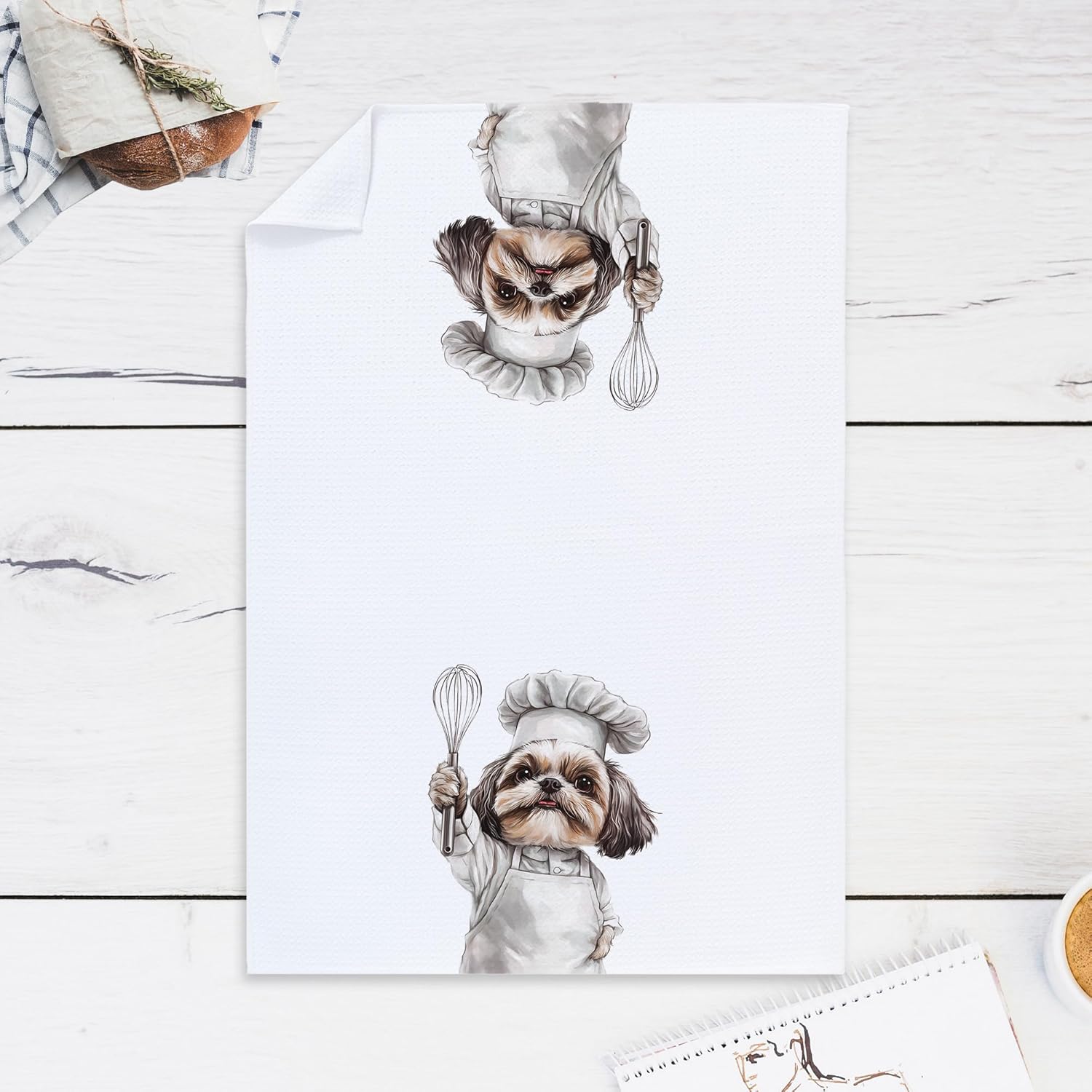 Cabana Bro Funny Chef Shih Tzu Kitchen Towels, Shih Tzu Shihtzu Gifts, Dog Lovers Mom Dad Gifts Decorative Hand Tea Dish Towels for Kitchen, 16x24 Inches - Image 6