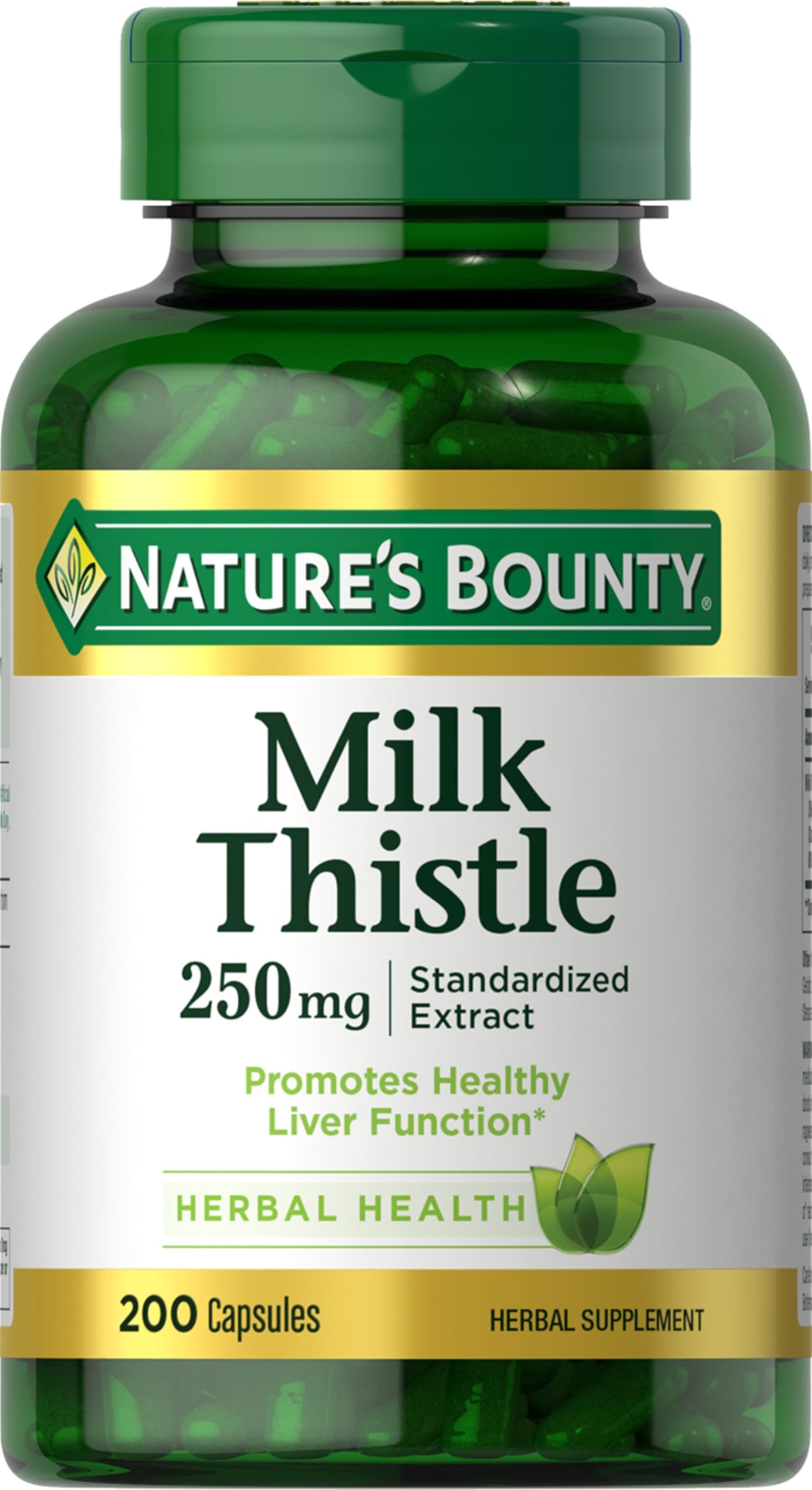 - Milk Thistle Capsules, Traditionally Used for Liver Health, Herbal Supplement, 250 mg per Serving, 200 Count