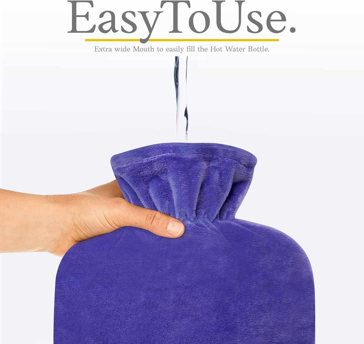 Qomfor Hot Water Bottle with Cover UK, 1.8L Large Soft Water Bottle with Fleece Cover for Period Pain Relief Back Pain - Image 5