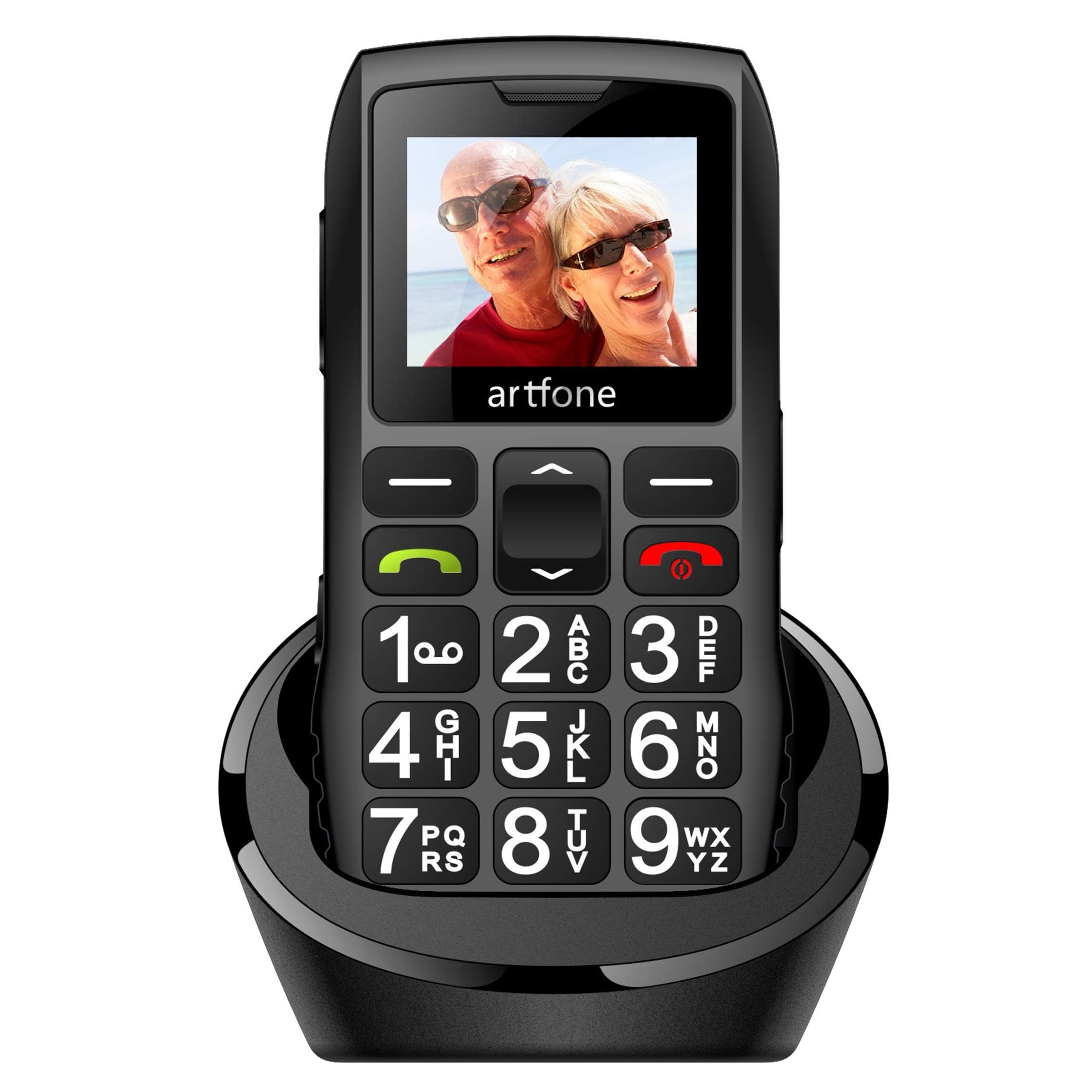 artfone C1+ Seniorenhandy ohne Vertrag | Nano SIM mit Notruftaste | Lange Standby-Zeit | Großtastenhandy mit Ladestation | Mobile Rentner Handy | 1800 mAh Akku