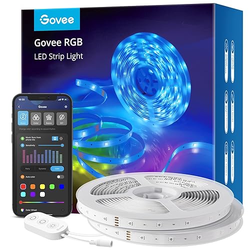 Govee LED Strip Lights 100ft, LED Lights for Bedroom, WiFi RGB LED Lights Work with Alexa and Google Assistant, 64 Modes and Music Sync, Strip Lights for Indoor, Home Decor, 2 Rolls of 50ft - 100ft