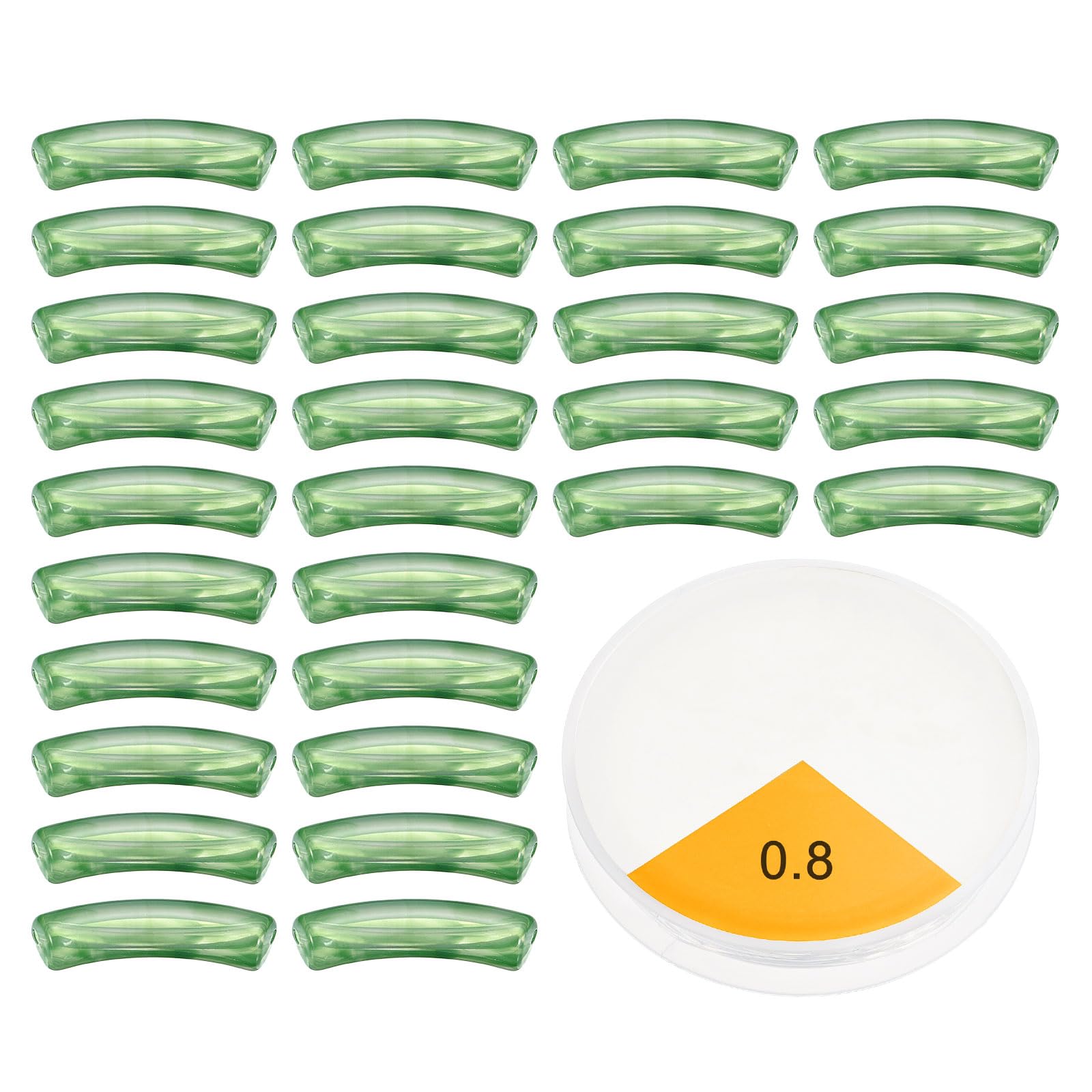 sourcing map Acrylic Tube Beads for Bracelets Making, 60Pcs Chunky Curved Spacer Bead with Elastic Crystal Thread for Jewelry DIY Crafting (32mm, Green)