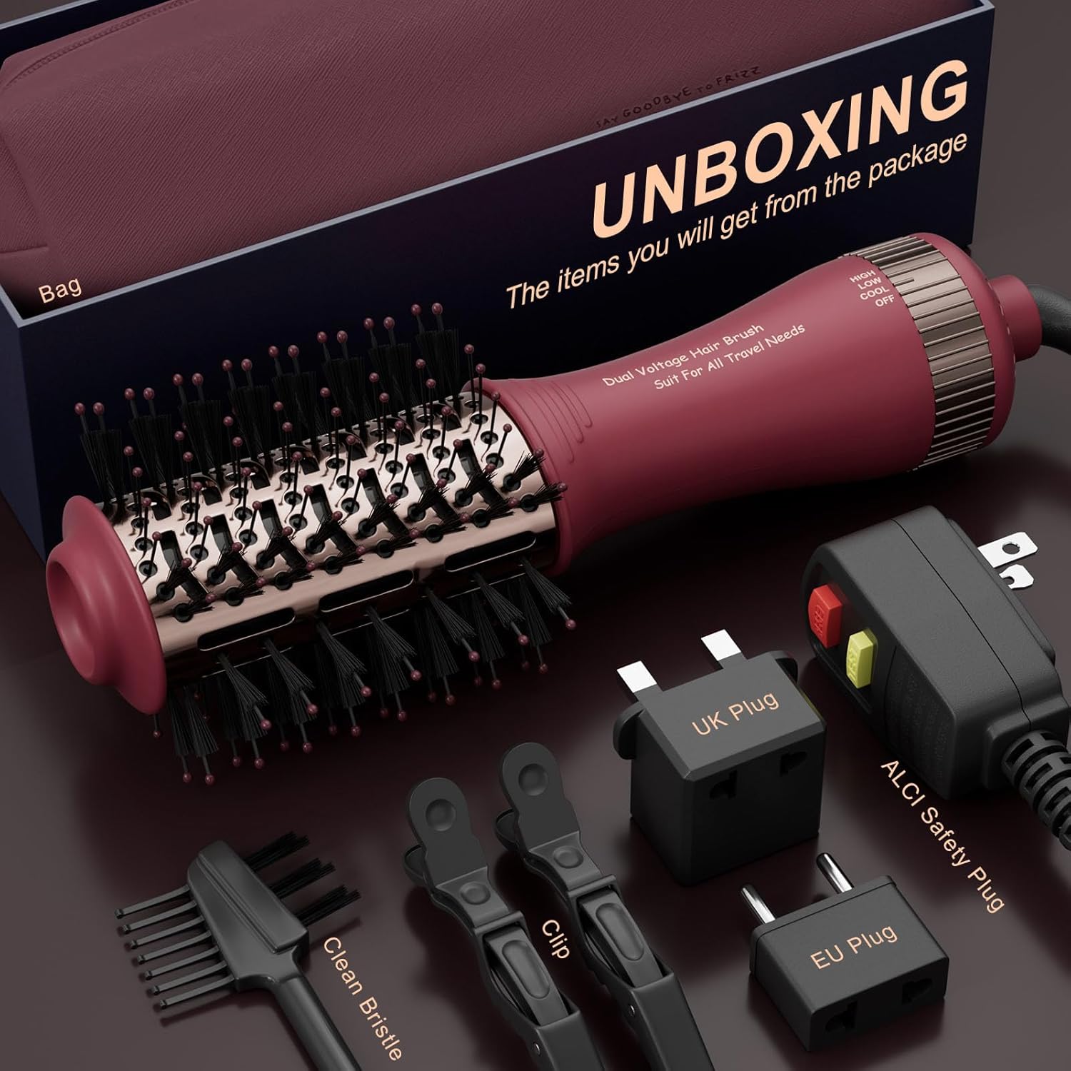 Gifts for Womans-Dual Voltage Hair Dryer Brush,Travel Hair Dryer,Dual Voltage Blow Hair Dryer Brush,European Blow Hair Dryer,110~240V Mini Portable Size for International Travel - Image 6