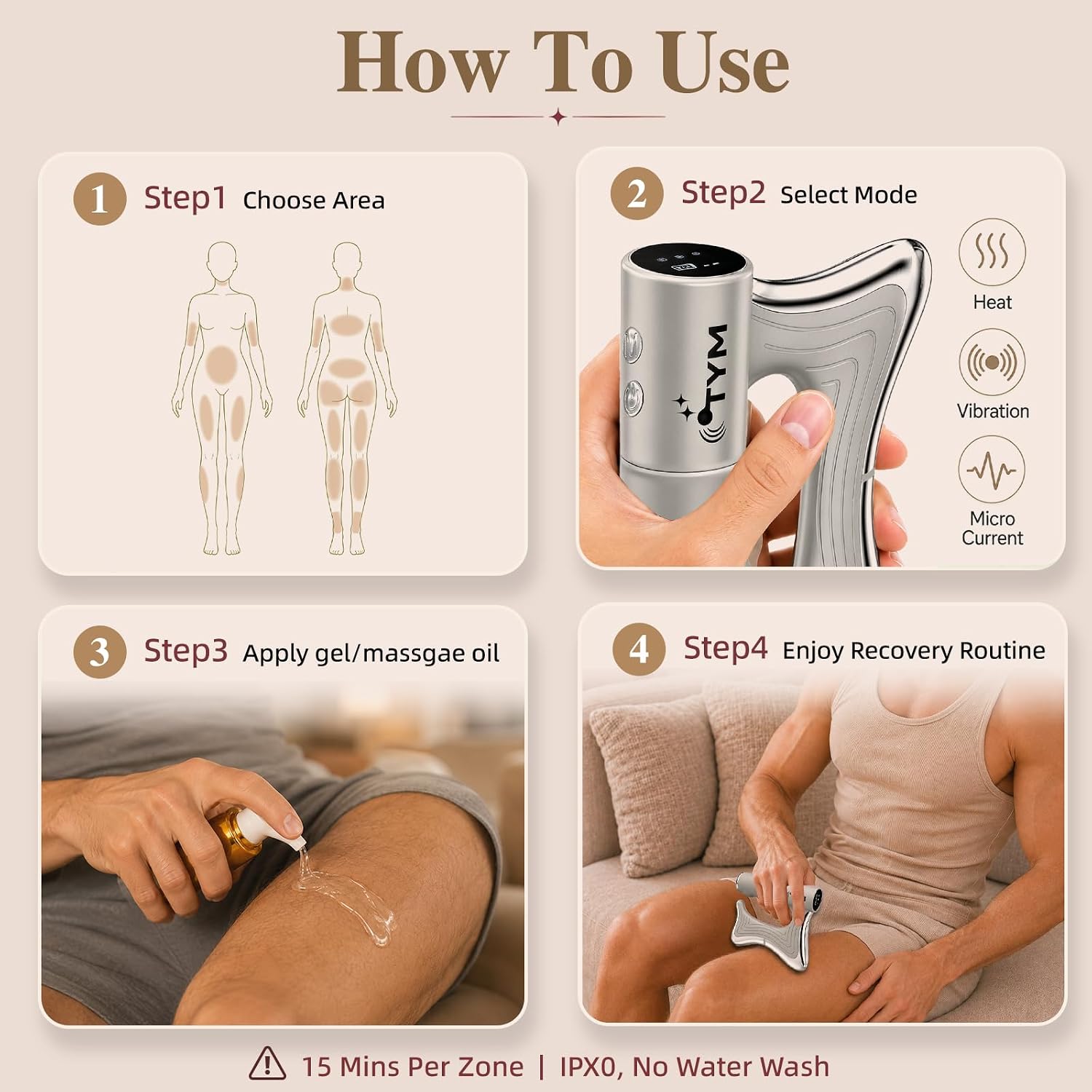 Heated Muscle Scraper Recovery Device Gua Sha Tool, EMS Vibration