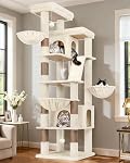 Globlazer Large Cat Tree Tower, 80inch XXL Tall Cat Tree for Multiple Indoor Cats Large Adult Kittens with Scratching Posts and Board, 3 Soft Baskets, 2 Plush Perches, 2 Cozy Condos, S80G, Beige
