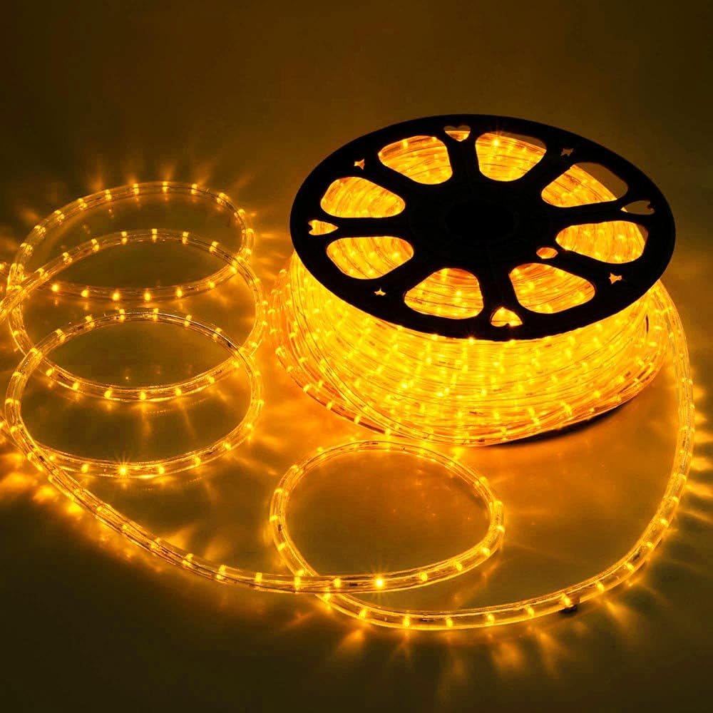 Yescom 50ft Saffron Yellow 2 Wire LED Rope Light Outdoor Home Holiday Valentines Party Restaurant Cafe Decor