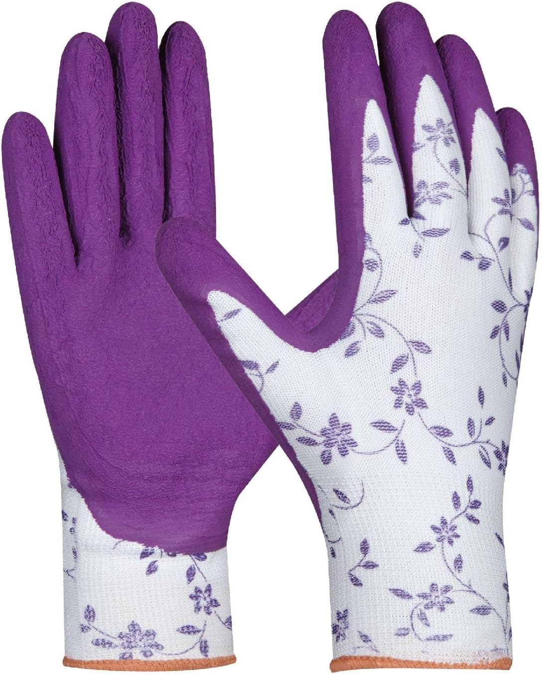 GebolFlower Purple | Size XS (Size 6) | Women's Garden Gloves in Trendy Colours Purple | Work Gloves with Floral Pattern | Soft Latex Coating for Good Grip | for Women | Purple | 1 Pair