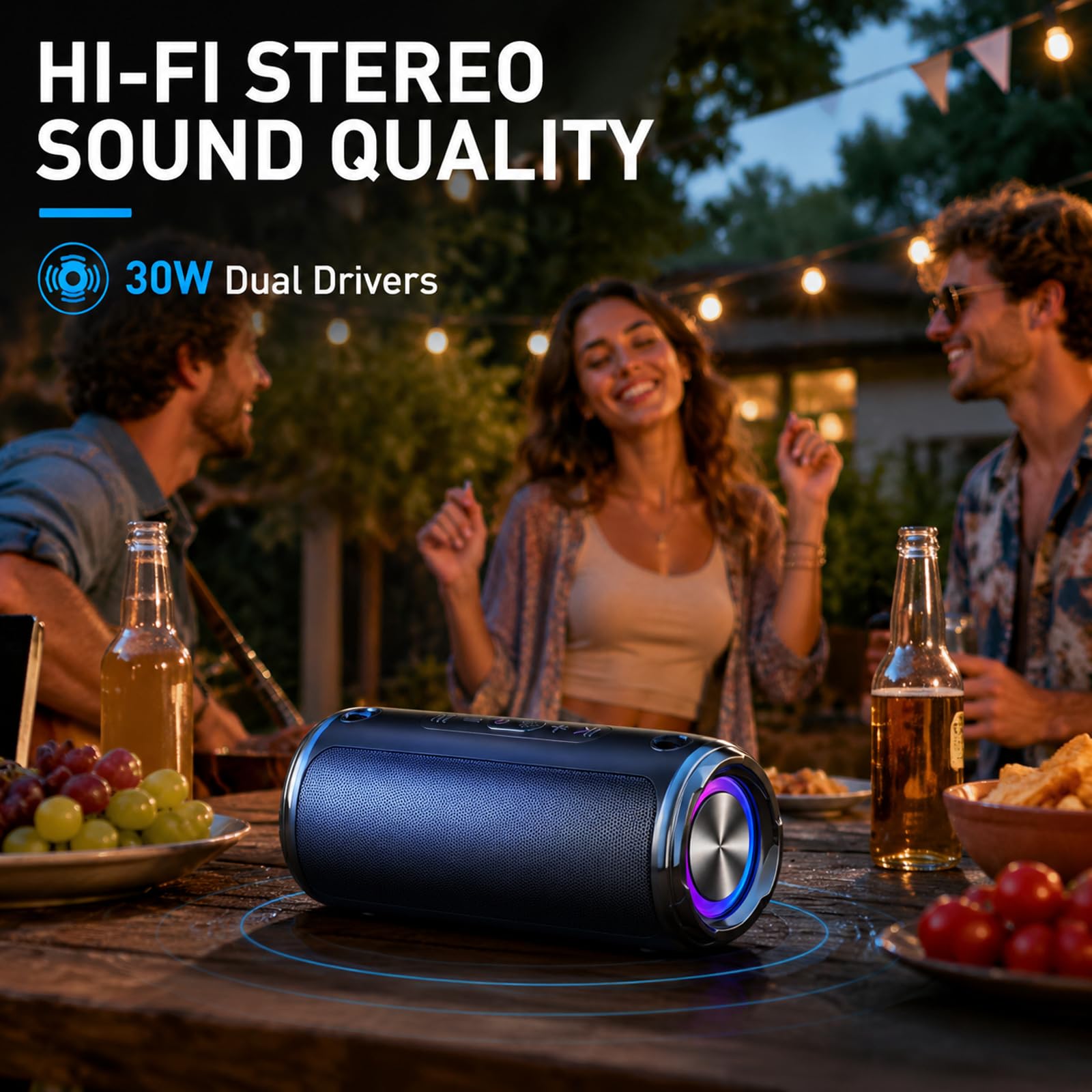Bluetooth-Lautsprecher – Hi-Fi-Stereo-Soundbar, IPX6 wasserdicht, langlebiges Gehäuse für immersives Heimkinoerlebnis und TV-Kompatibilität, dreifache Audio-Umschaltung