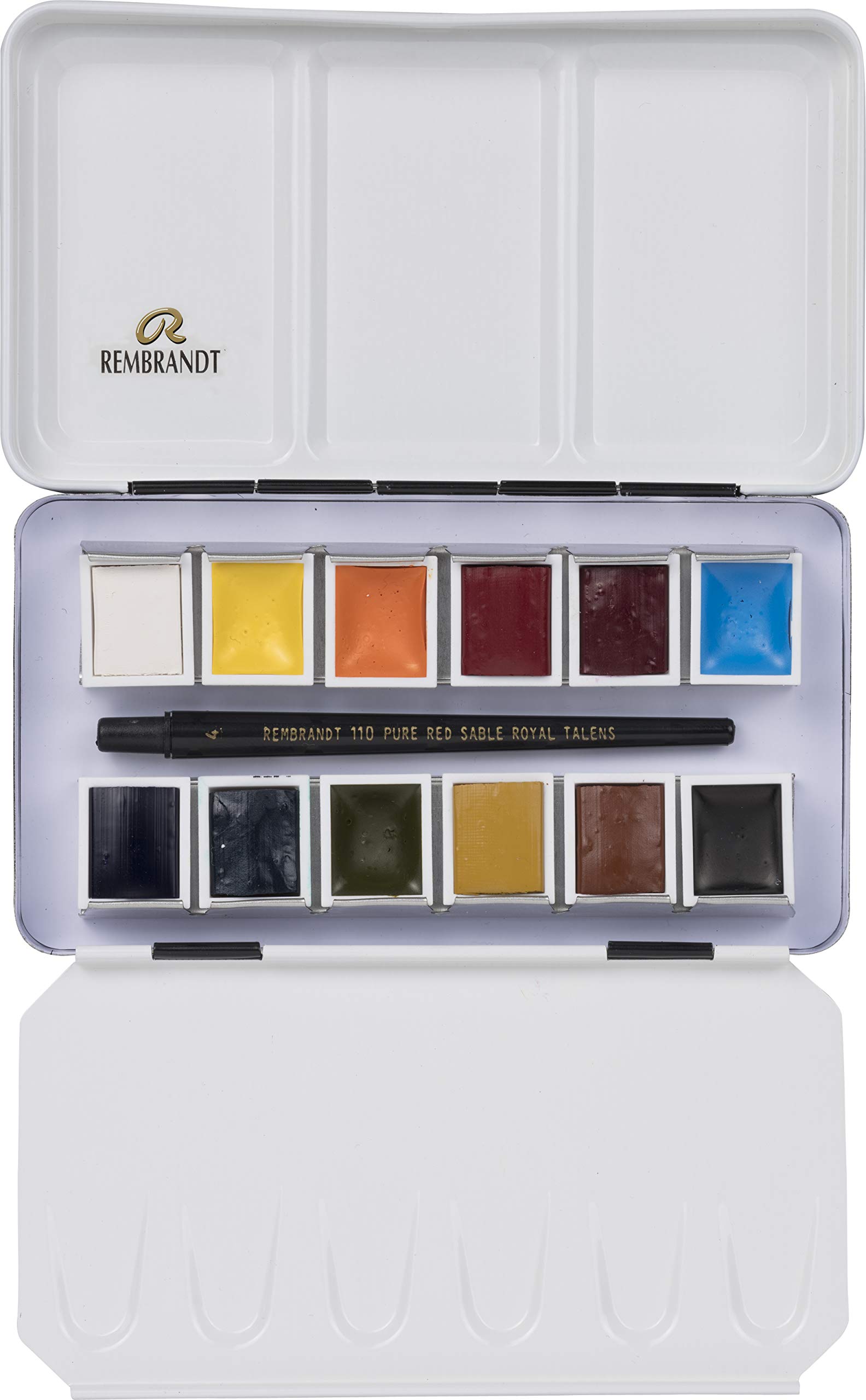 Rembrandt Water Colour Box extra feine Aquarellfarbe Portrait Selection, Metallkasten mit 12 Näpfchen inkl. Pinsel für Portraits optimiert