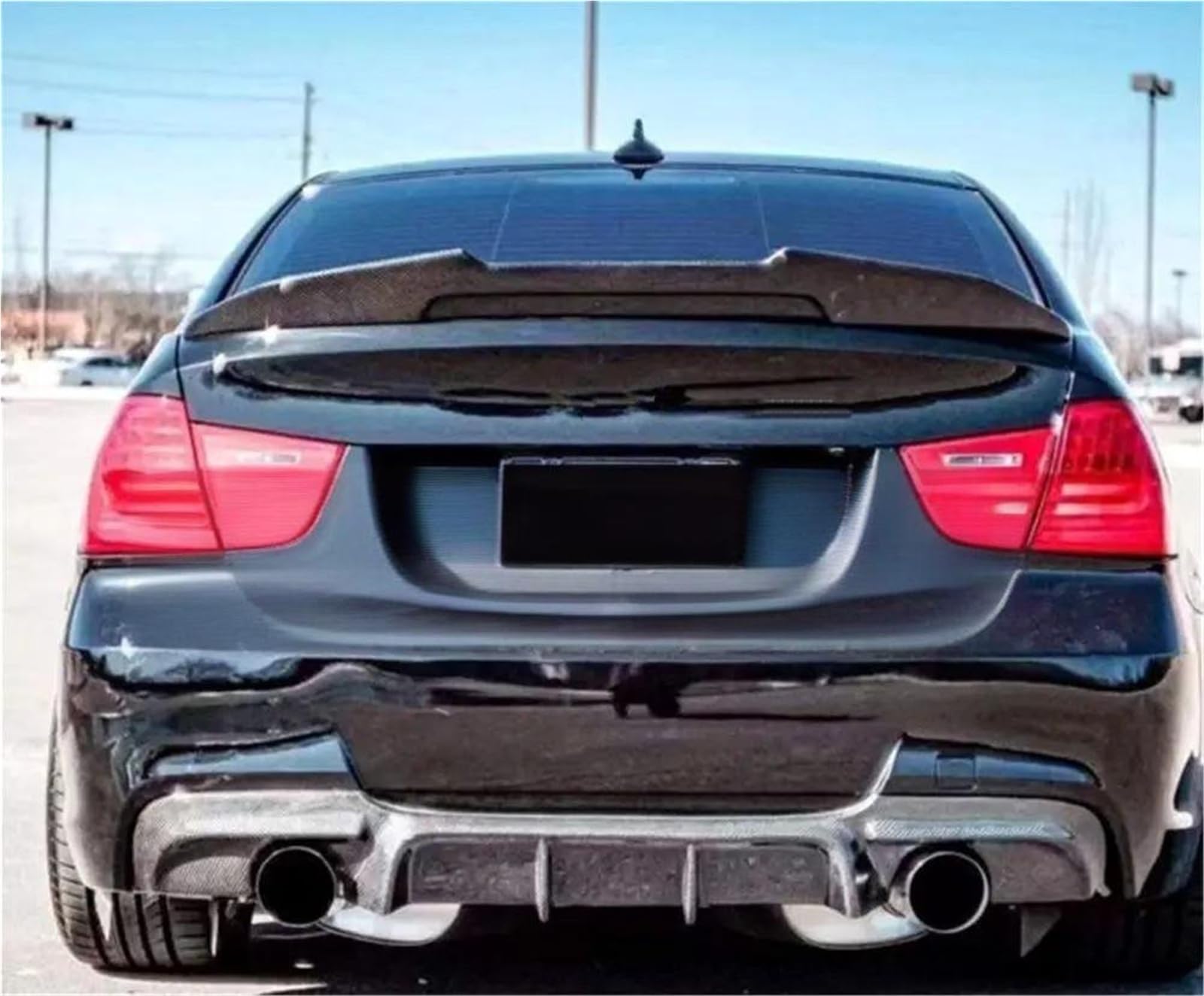 Dla B&MW Seria 3 E90 M3 2006-2011 Lotka Tylny Skrzydło Na Klapie Spoiler Bagażnika Akcesoria Dekoracyjne Do Samochodu Spojler Tylny Trunk Wing(Carbon Fiber Look)