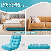 Vista 44 de Silla plegable para juegos de suelo de 14 posiciones, acolchada y ajustable, con algodón transpirable y terciopelo coral agradable a la piel