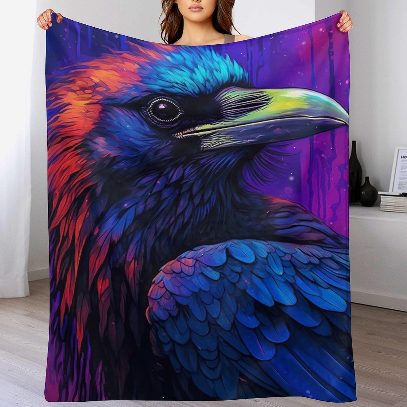 Couverture oiseau plaid en flannel 100x130cm idée cadeau idéale
