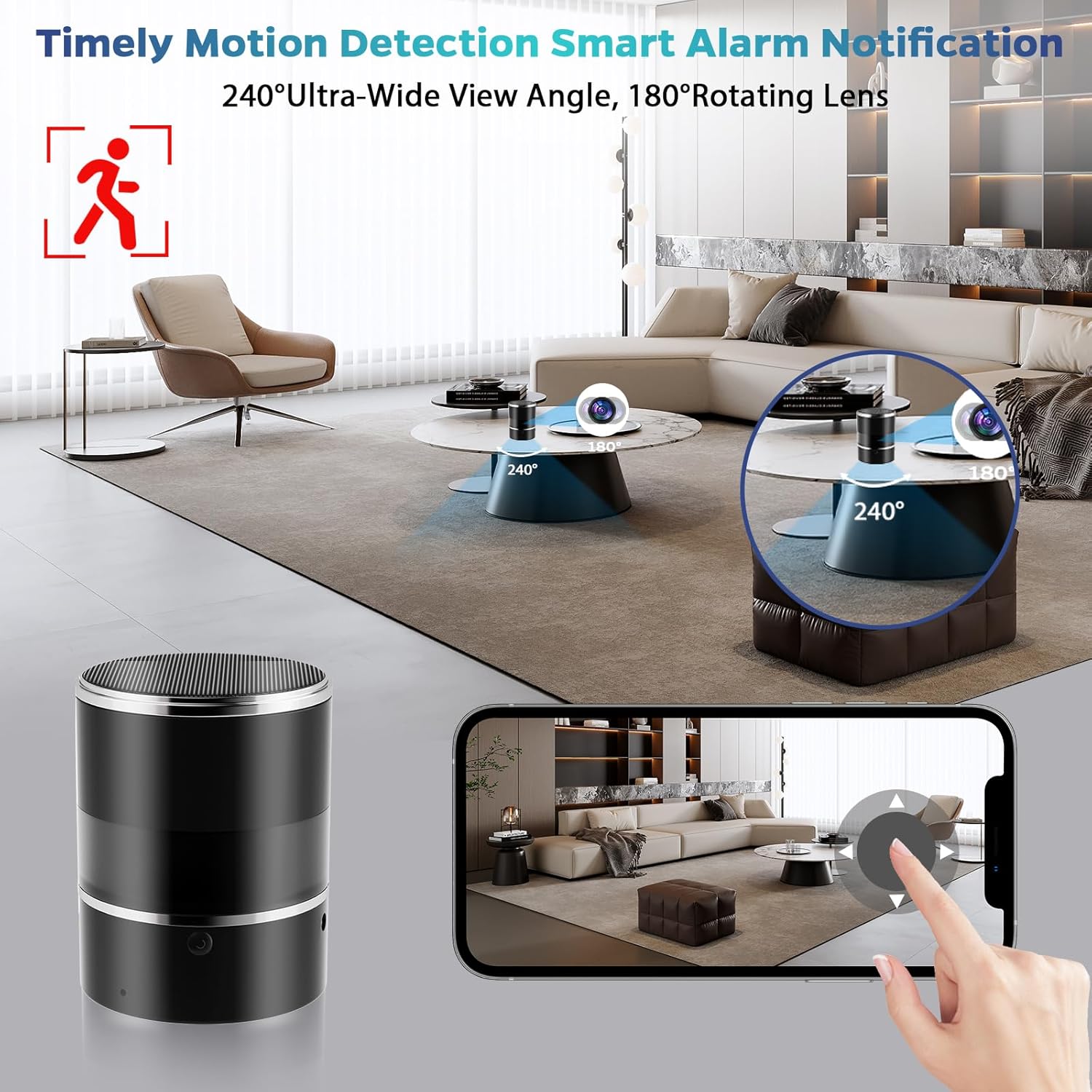 Security Camera with Bluetooth Speaker, 1080P Wireless WiFi Camera for Home/Office/Baby/Pet, Indoor Camera with Rotating Lens, 240° Viewing Angle, Motion Detection (2.4G/5G)