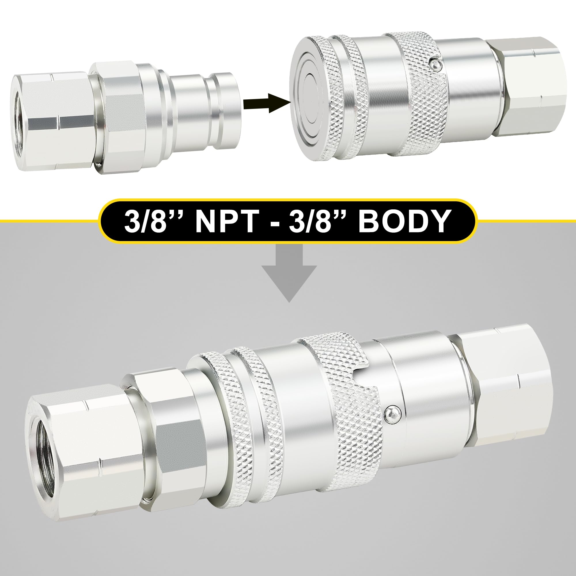ANCIMOON 2-Pack 1/2" Ag Hydraulic Quick Connect Fittings - For Agricultural & Hydraulic Systems