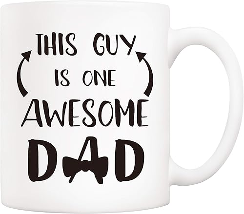 5Aup Regalos de Navidad divertidos taza de café para papá de hija, hijo o niño, This Guy Is One Awesome Dad, tazas de cerámica novedosas de 11 onzas