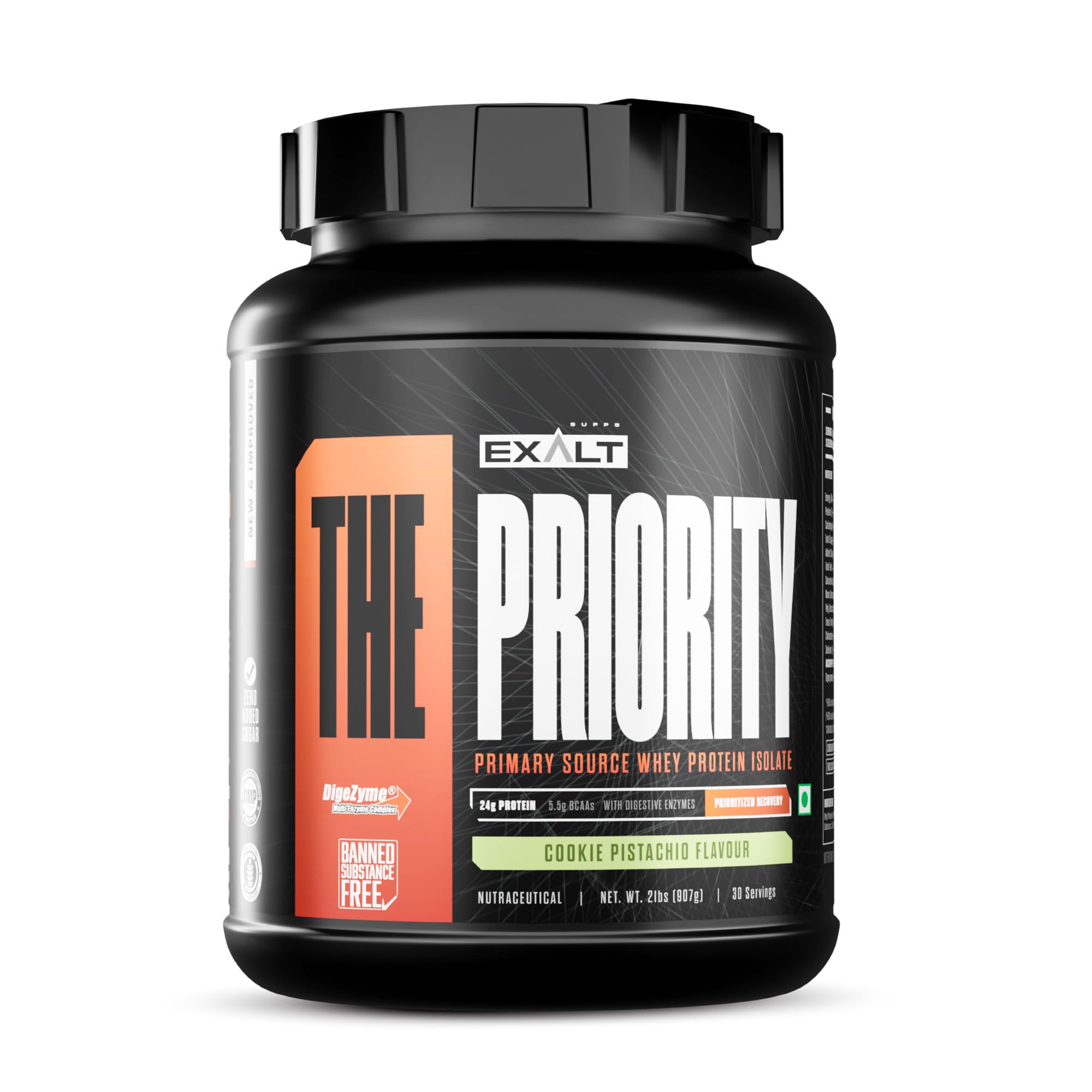 Priority Whey Protein Isolate | 24g Protein, 5.5g BCAAs & Digezyme | Fast Recovery, Zero Added Sugar | Cookies Pista Flavour, 2.4 Kg — Amazon image 15