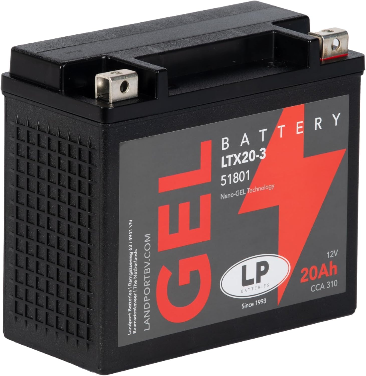 Landport Gel Starter Battery 12 volt, 20 Ah/10hr, 310CCA, Gel Technology For Motorcycles & Powersport Vehicles Fits Harley-Davidson 883 Sportster Custom 53 100th Anniversary (XL1) 2003-2003 MG LTX20-3