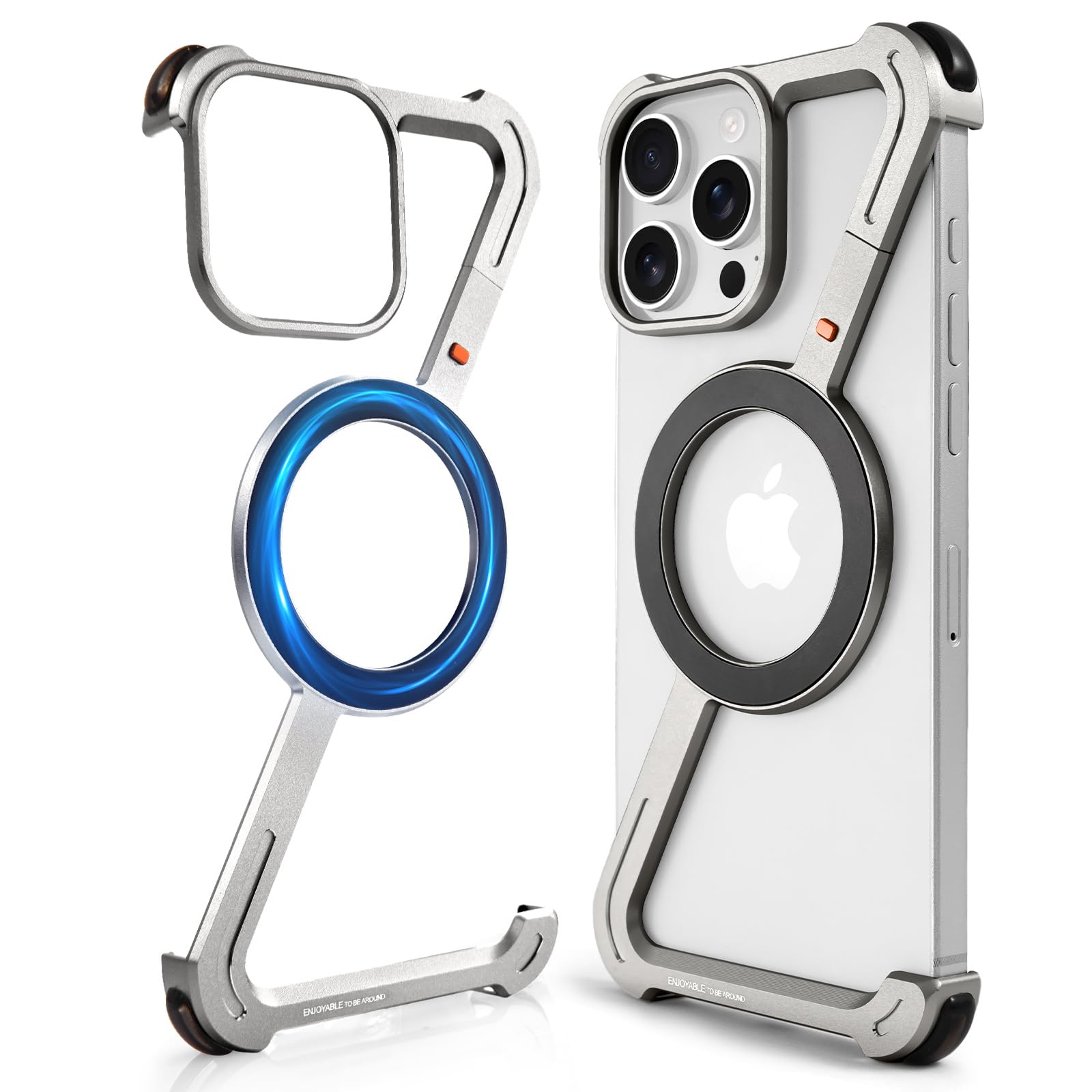 OATSBASF Minimalist Phone Case Compatible with iPhone 16 Pro Max 6.9", [Compatible with Magsafe] Aluminum Metal Frameless Design Bumper Z Case,