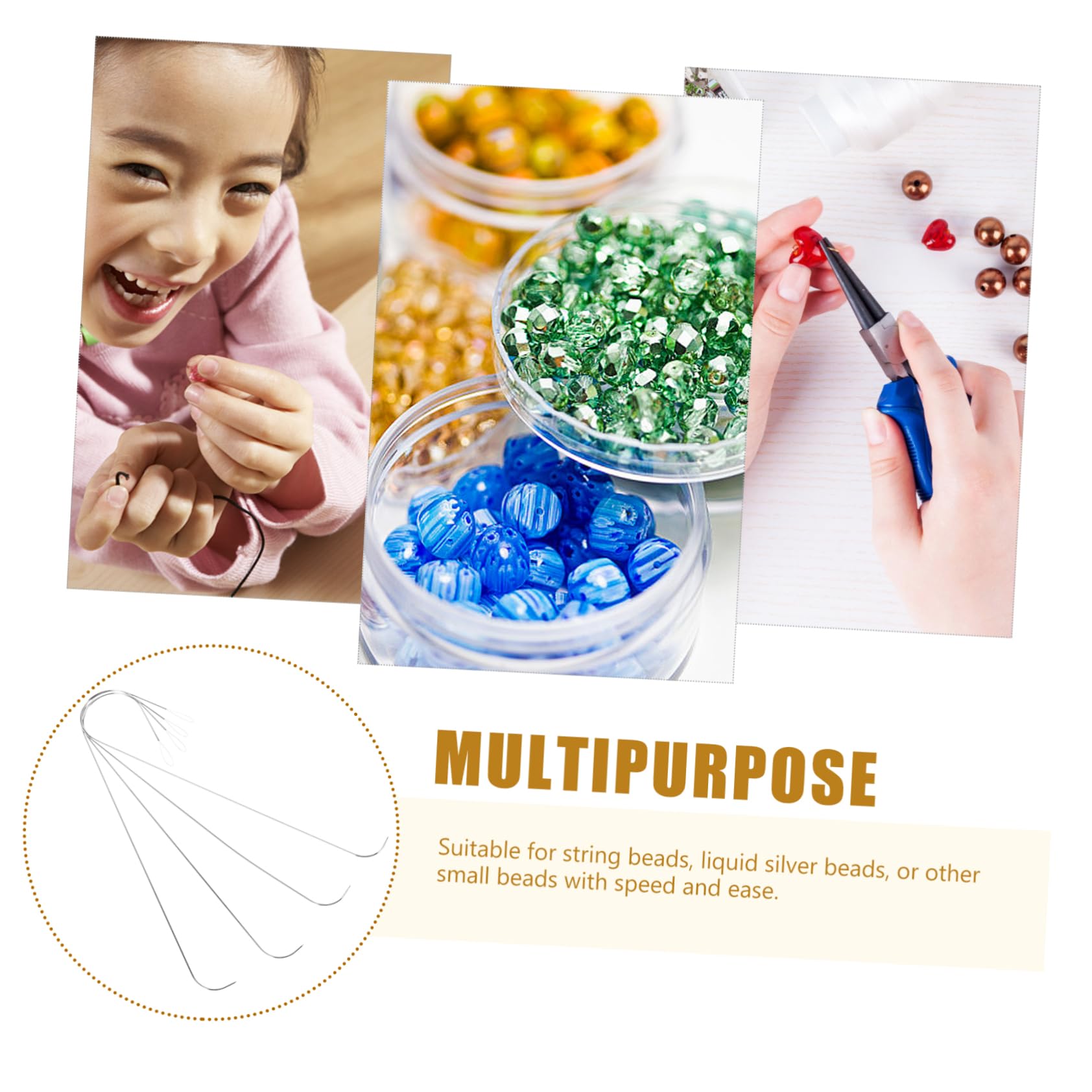 Gogogmee 4pcs Curved Beading Needles Metal Beading Needles for DIY Jewelry Making