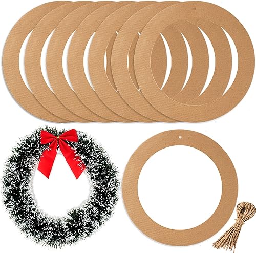 Miniatura 1 de 10 coronas redondas colgantes grandes de cartón de 12 pulgadas para manualidades, círculo redondo de papel, adornos colgantes de Navidad, adornos