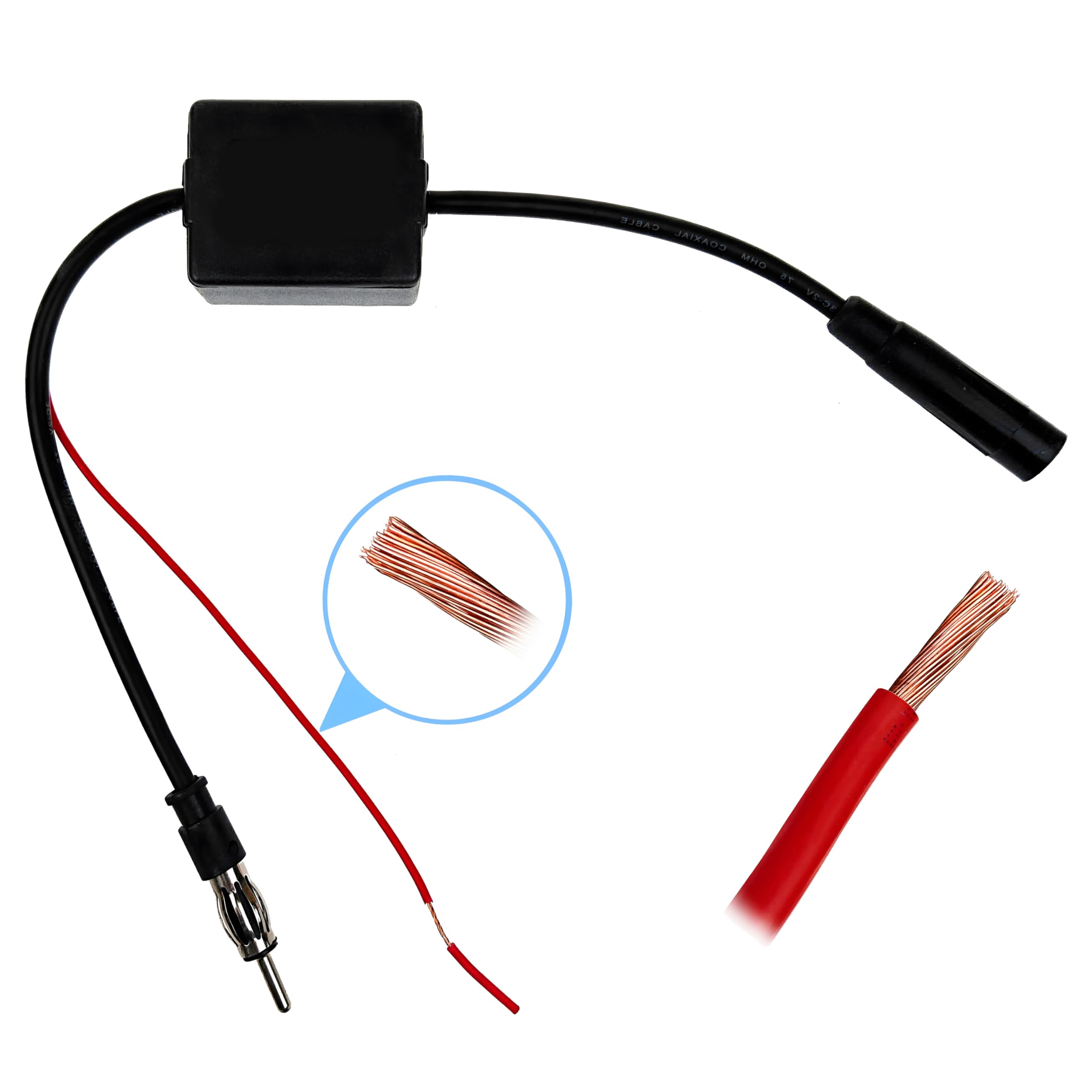 Retoo Amplificatore antenna per autoradio, amplificatore di segnale universale per auto FM 12V con alto guadagno 16 dB a basso rumore, compatibile con amplificazione DAB