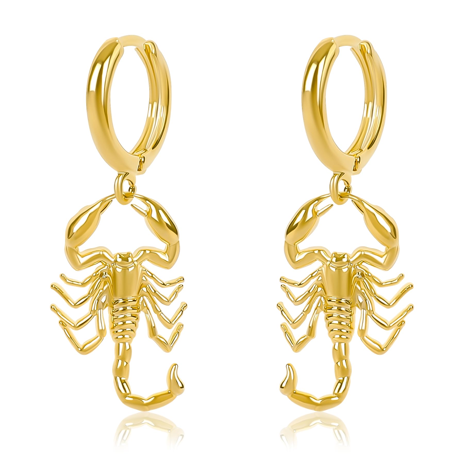 NEKOLGold Animal Fruit Huggie Hoop Earrings for Women, 14k Gold Plated Dangle Cute Small Scorpion Cross Bow Butterfly Cherry Rocket Leopard Charm Hoop Earrings Fashion Drop Earrings Jewelry Gifts