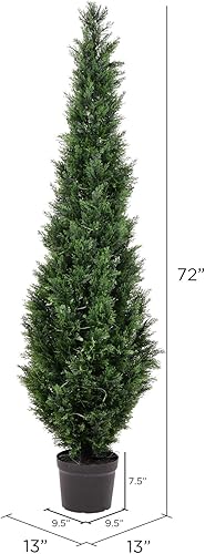Miniatura 3 de Vickerman Árbol de cedro artificial para uso diario, 6 pies de alto, cedro verde natural en maceta, resistente a los rayos UV, para interiores y