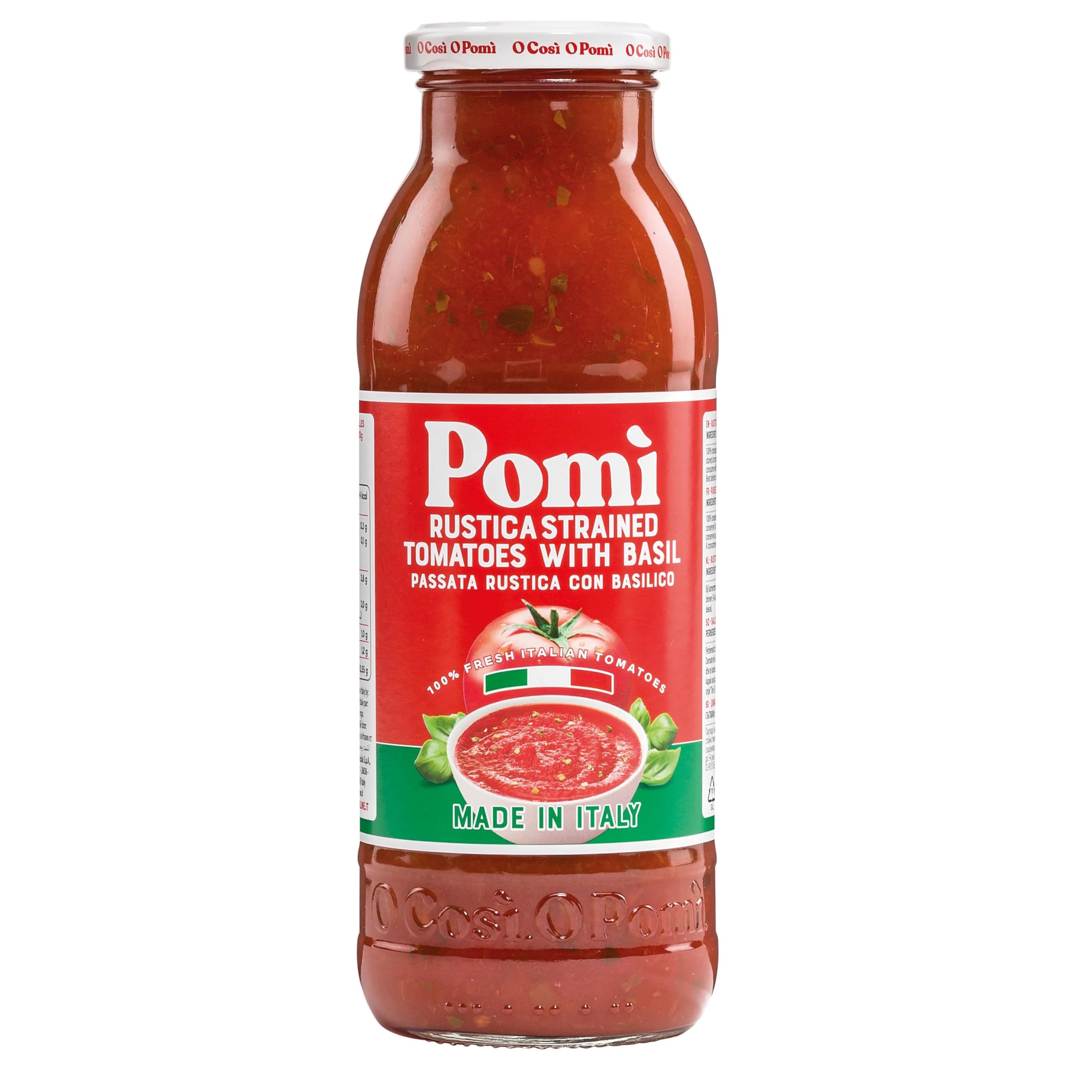 Passata Rustica with Basil, Made from 100% Fresh Italian Tomatoes -700g