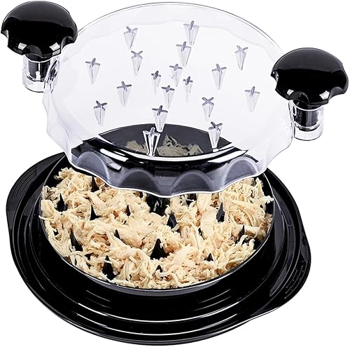 Zmerob Trituradora de pollo, máquina trituradora de carne grande de 10.8 pulgadas, trituradora de pechuga de pollo con parte superior transparente,
