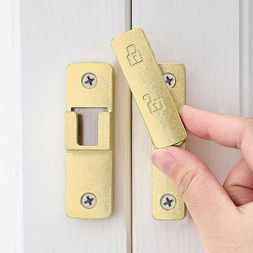 Paquete de 2 cierres dorados para puerta de granero, cerradura de puerta de 180 grados, herrajes para puerta abatible, cerradura de puerta de