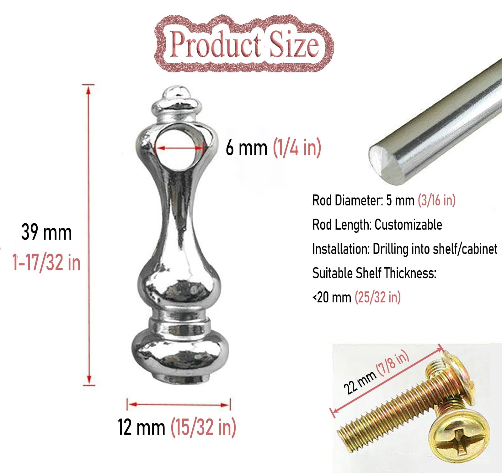 Barre di protezione per mensole in argento, per mobili da armadio, accessori per ringhiera contemporanea, ribaltabile, facile installazione (61 cm)