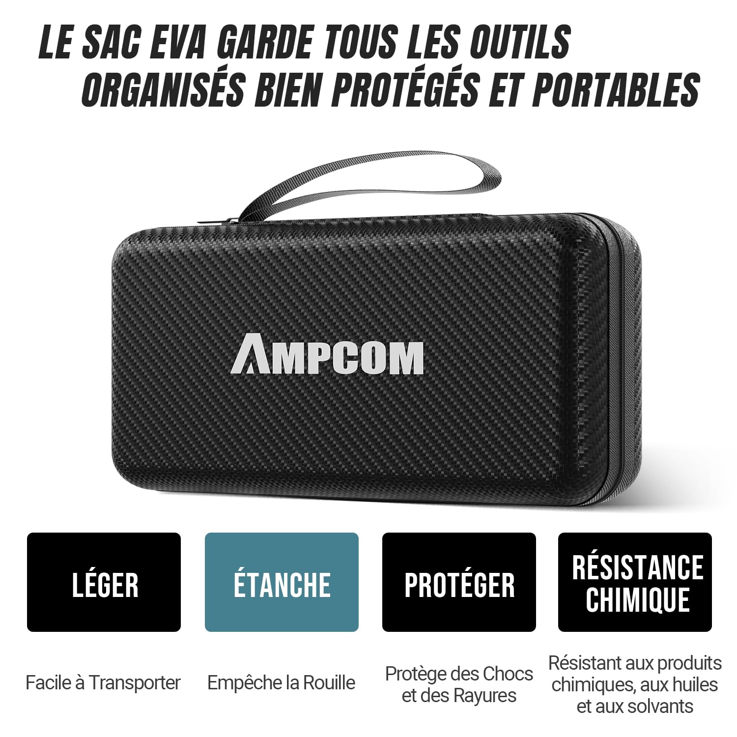 AMPCOM Kit d'outils de sertissage Ethernet 7 en 1 RJ45/RJ11 Kit d'outils réseau pour connecteurs RJ45 Cat6/Cat5e/Cat5 avec outil de poinçonnage 110, dénudeur de fil dans un sac étanche portable