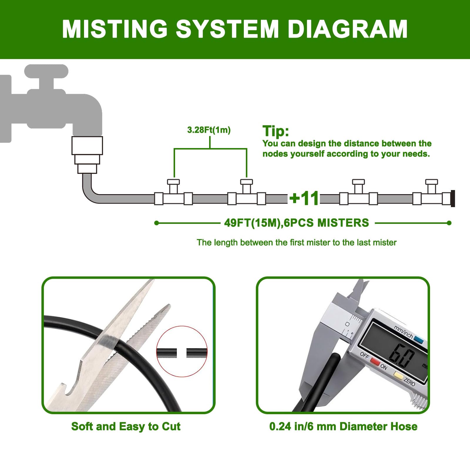 LASTOOLS Misters for Outside Patio,49FT(15M) Misting Line+15 Mist Nozzles - Image 3