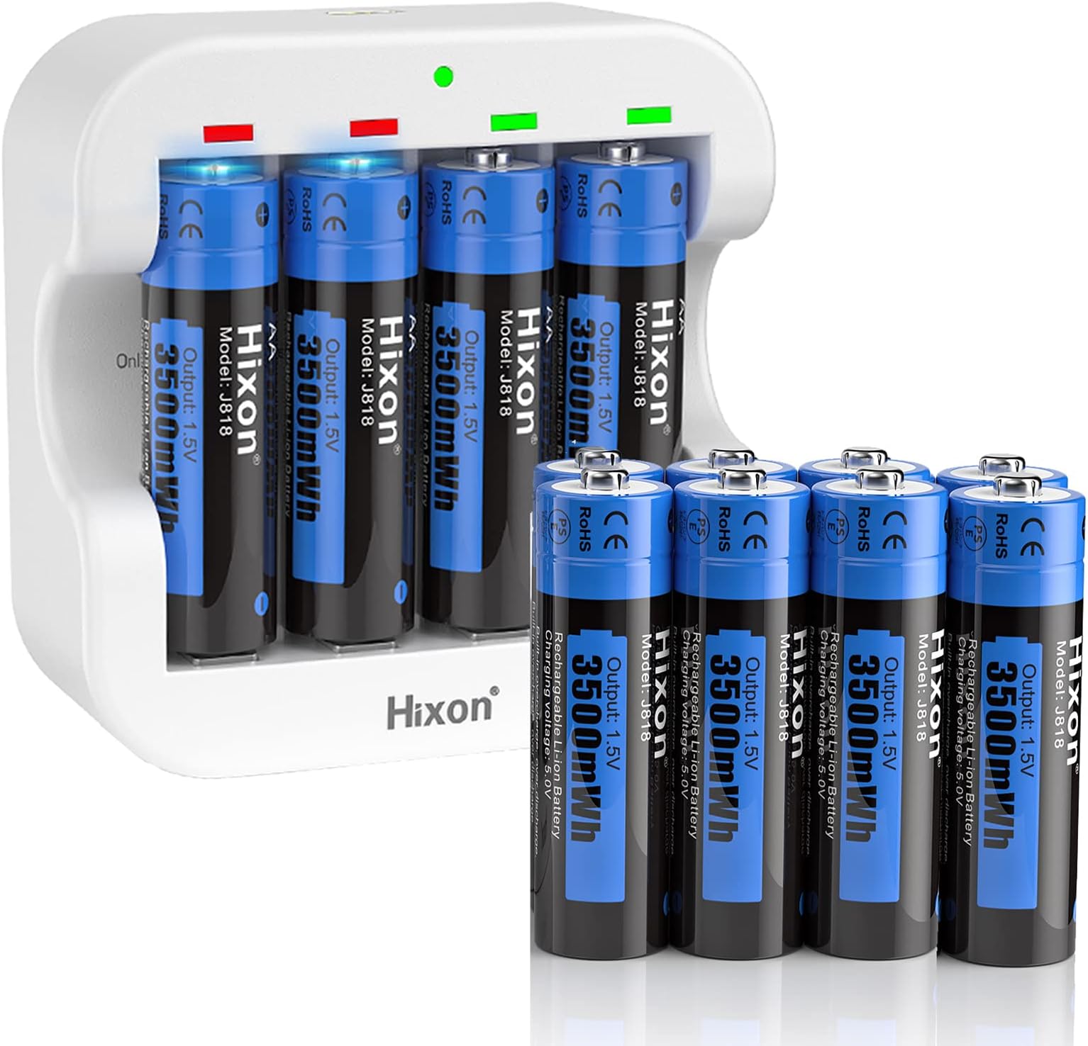 12 Pack Lithium AA Batteries with White Charger