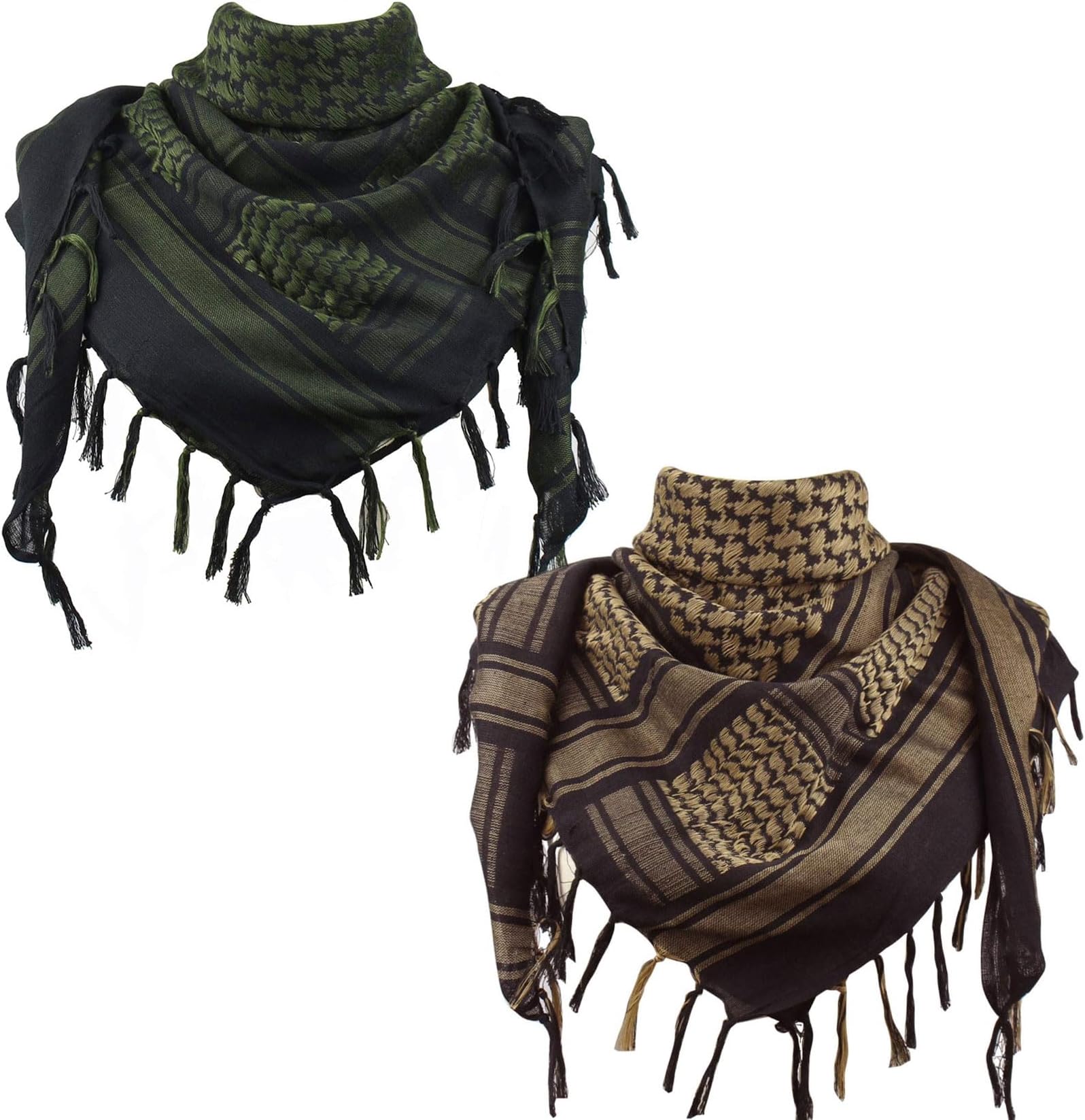 Cotton Shemagh Keffiyeh Tactical Desert Scarf Neck Head Wrap with Tassel for Men Women