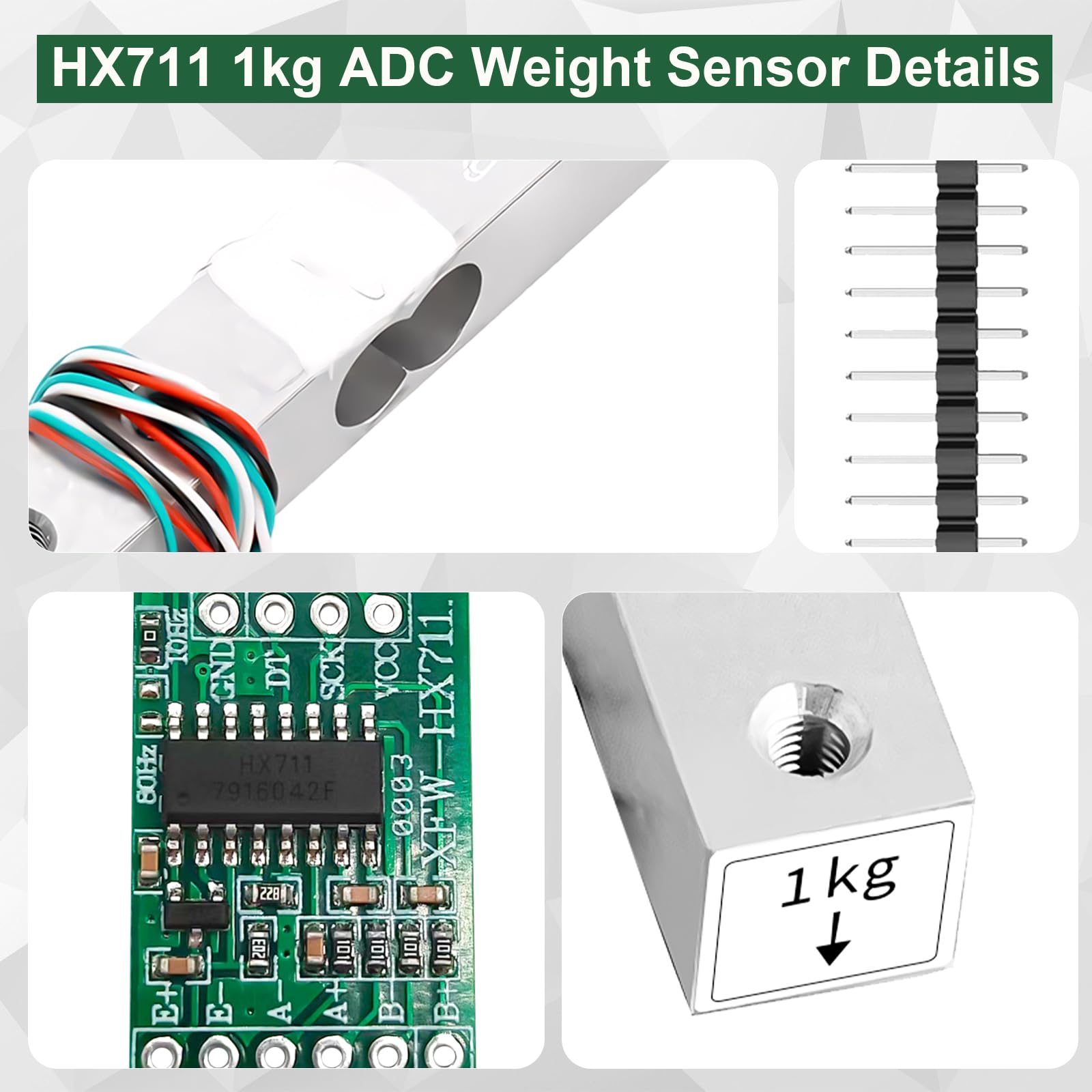 2PCS HX711 ADC Celle di carico 1kg Sensore di peso Celle di peso digitali Sensore di peso 1KG bilance elettroniche portatili da cucina, Peso celle di carico