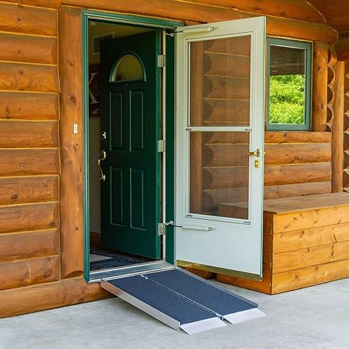 Miniatura 4 de Silver Spring Silla de ruedas portátil de aluminio plegable de 3 pies de largo y rampa para scooter con superficie de revestimiento de grano de alta