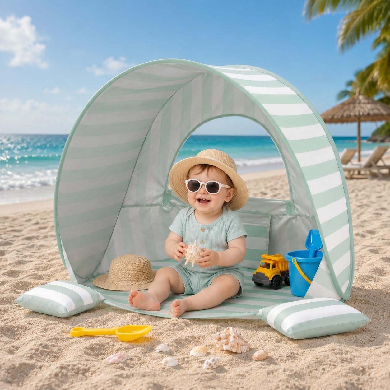 Baby Beach Tent, UPF 50+ Sun Shelter, Pop Up Beach Canopy