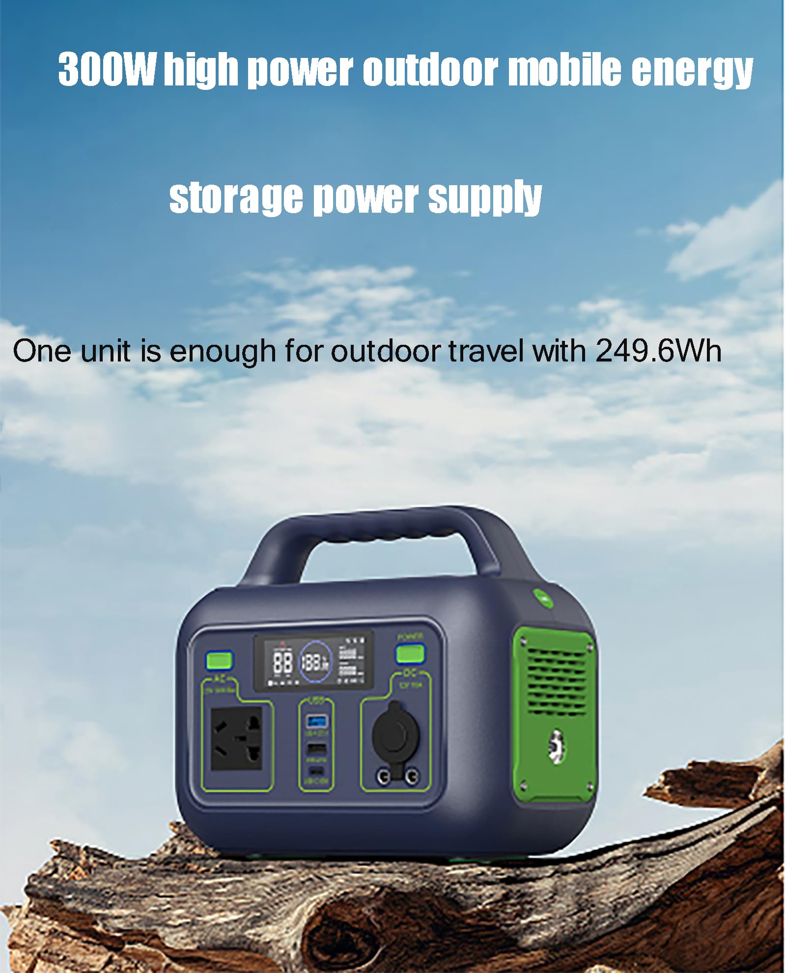 Centrale électrique Portable 300 W/288 Wh, Batterie Externe avec Prise Secteur, générateur Solaire avec LED pour Camping en Plein air, Secours d'urgence