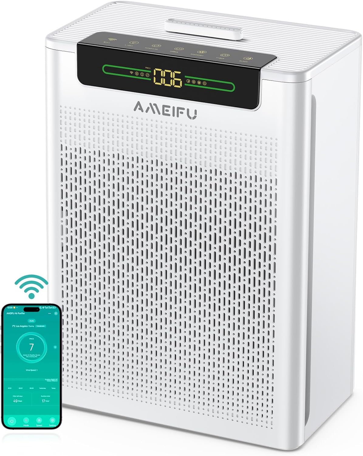 AMEIFU Air Purifiers for Home Large Room, Up to 3000 ft² with Smart WiFi APP Control, Hepa Air Purif
