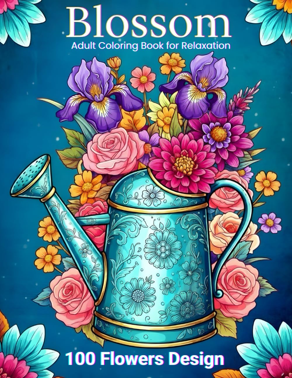 Blossom: 100 Flowers Adult Coloring Book for Relaxation - Floral & Botanical Garden Designs for Stress Relief