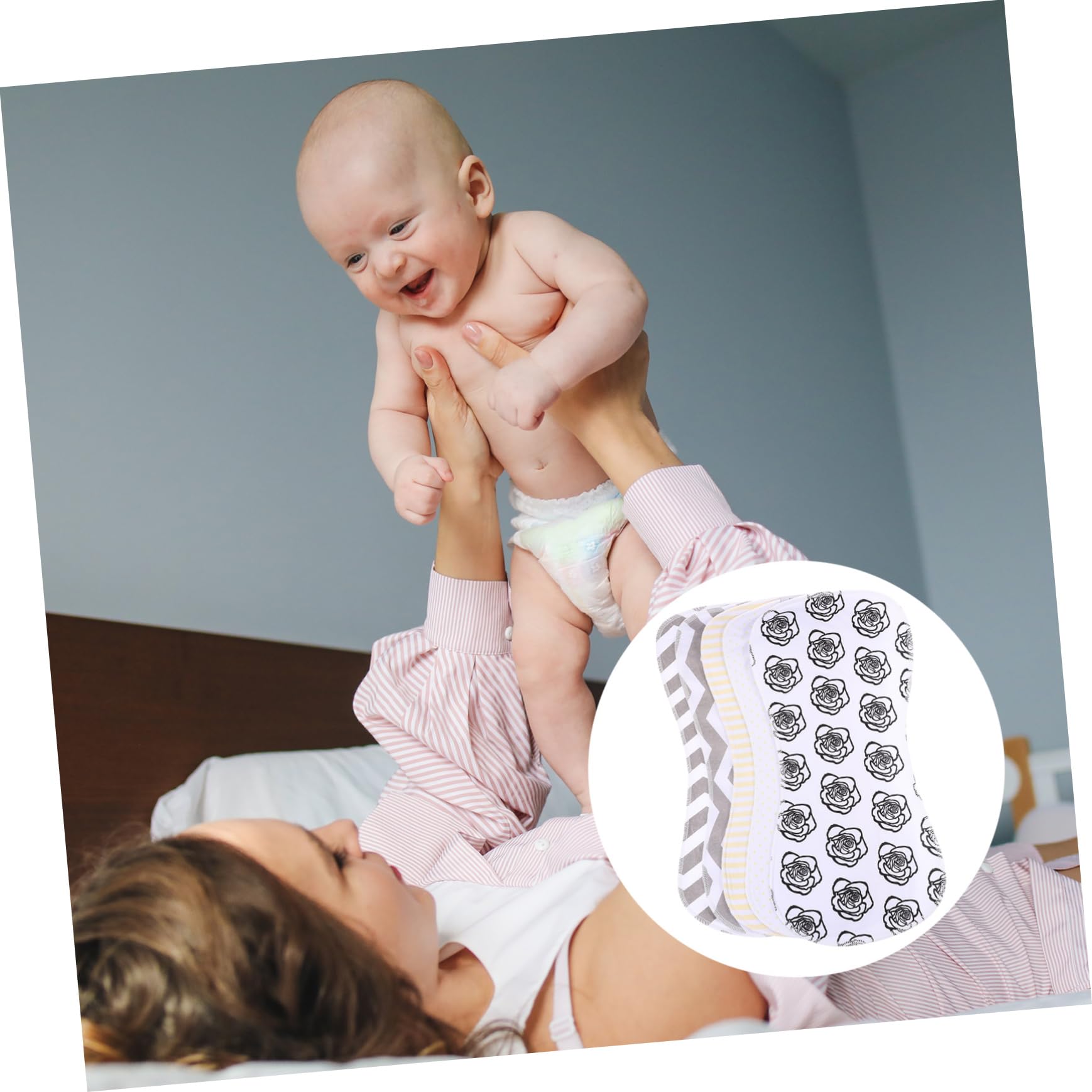 BESTonZON 5 Stück-pack Spucktücher aus Baumwolle 2-lagig Hält Kleidung Trocken für Neugeborene für Babyparty Zufälliger Stil