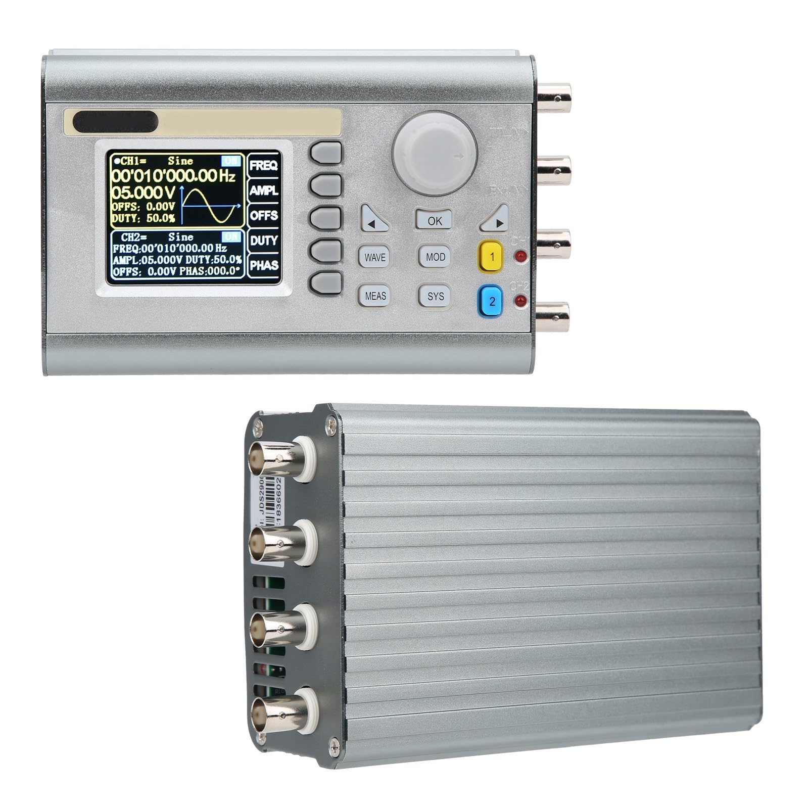 FTVOGUE JDS2900 Generador de Forma de Onda Arbitraria de Doble Canal de 60 MHz Función DDS Fuente de Señal de Pulso con LCD TFT de 2,4 Pulgadas para Investigación de Laboratorio E (Enchufe de la UE)
