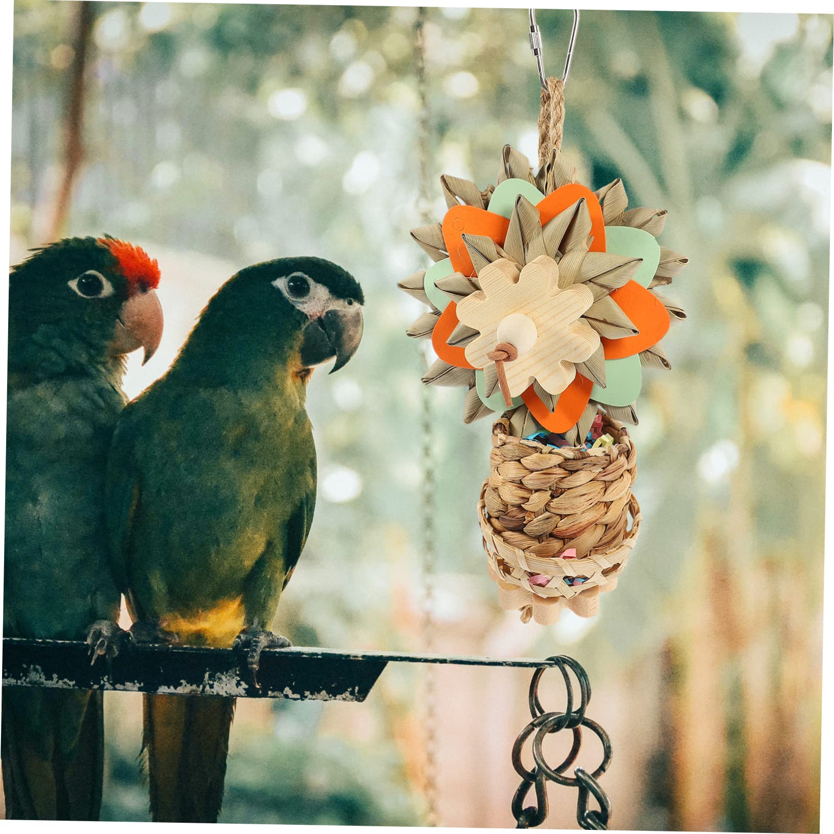 BESPORTBLE 5pezzi Giocattolo Da Masticare Per Pappagalli Accessorio Divertente Per Uccelli Sicuro e Resistente Giocattolo Appeso Foglie Di Palma Per Gioco e Benessere Degli Uccelli Colori