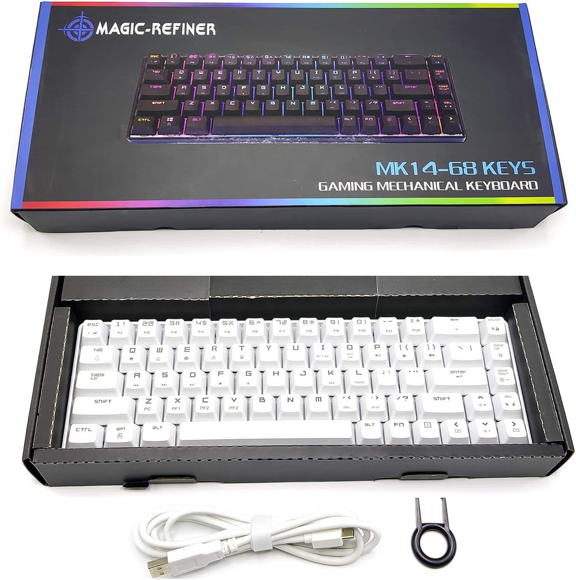 Cheapest 🛒 New 60% Mechanical Keyboard, RGB LED Backlit Wired Gaming Keyboard, Ergonomic, for PC/Mac Gamer, Typist