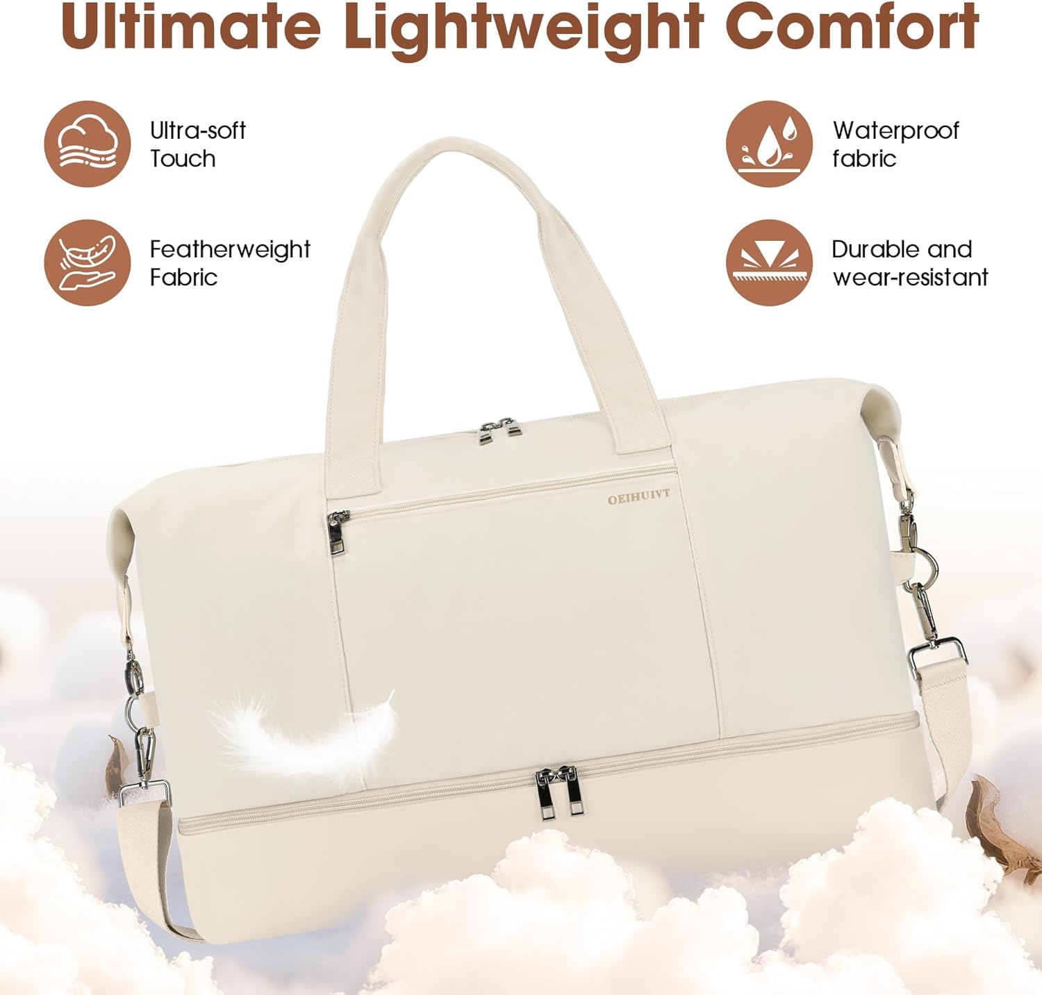 Women's Weekender bag Travel Duffel Bag with Shoe Compartment 21-inch Airline-Approved Carry-On, 2-Piece Overnight Bag Set Personal Item Luggage