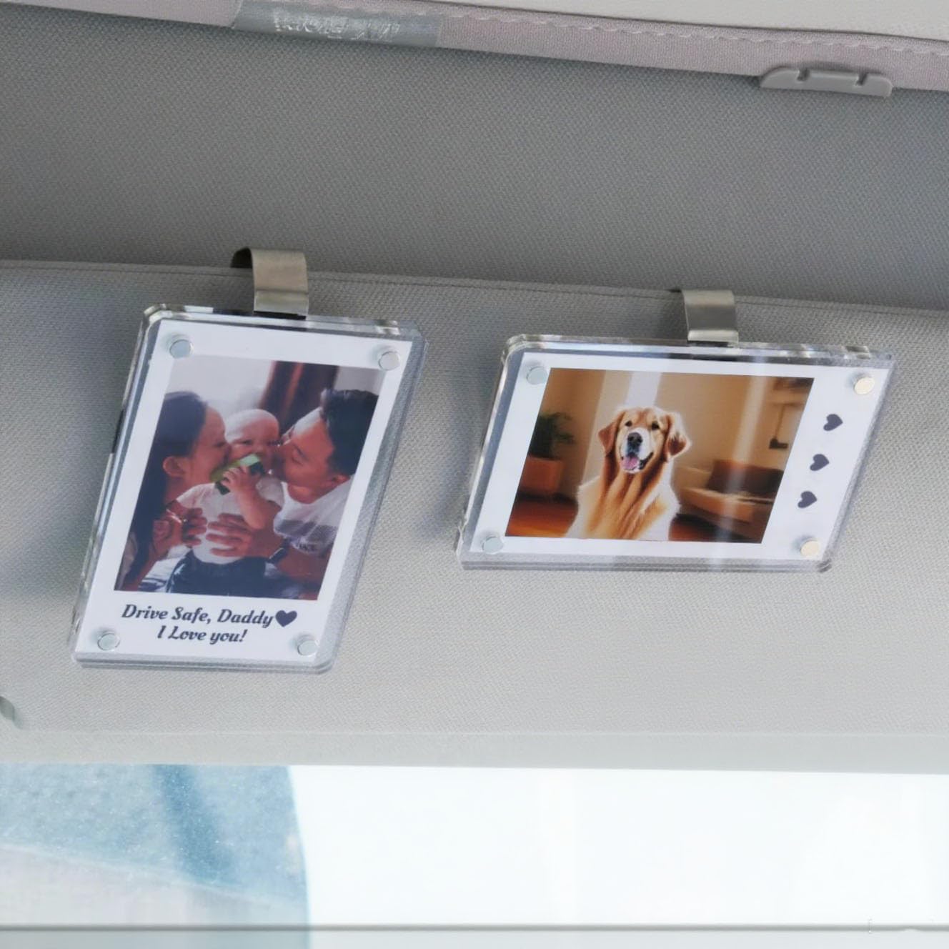 2 Pack Car Sun Visor Photo Holder，Universal Magnetic Photo Clip，Personalized Photo Car Accessories - Add Your Own Photos to Your Car's Sun Visor,Magnetic Picture Frames for Refrigerator