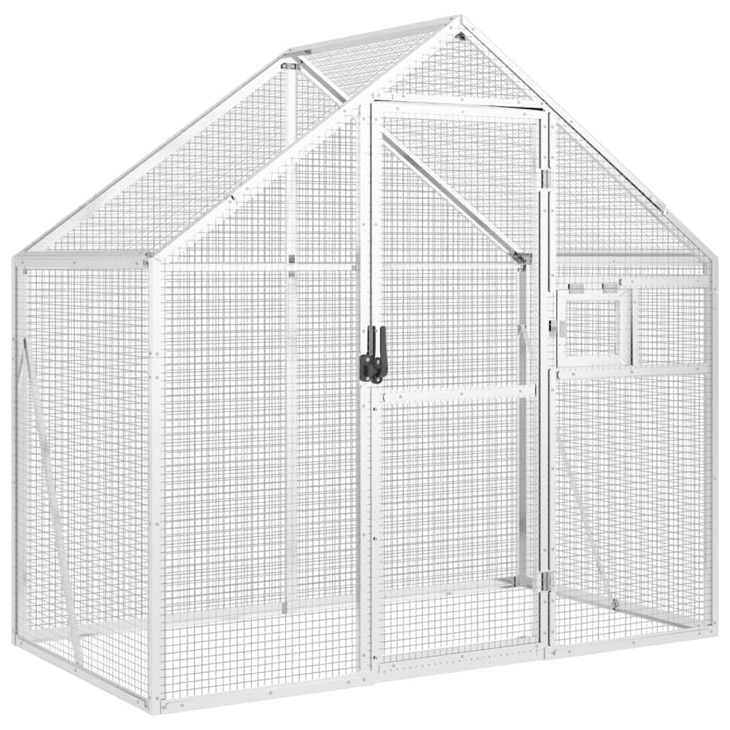 Voliere Silbern 179x100x185 cm Aluminium,Tier- & Haustierbedarf,Haustierbedarf,Vogelbedarf,Vogelkäfige & -ständer,Silber,15.34 kg-152258